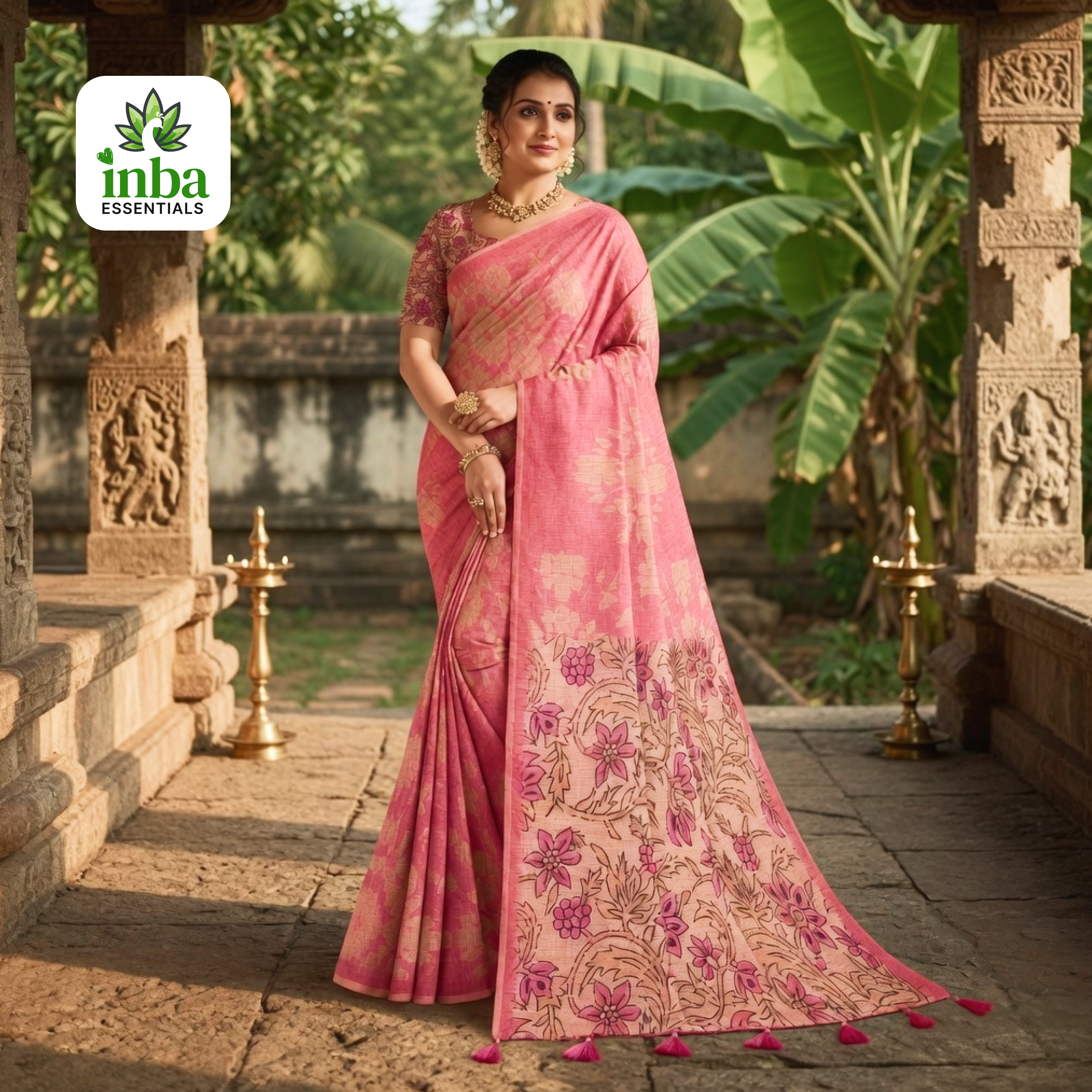 Floral Printed Saree – Simple & Elegant
