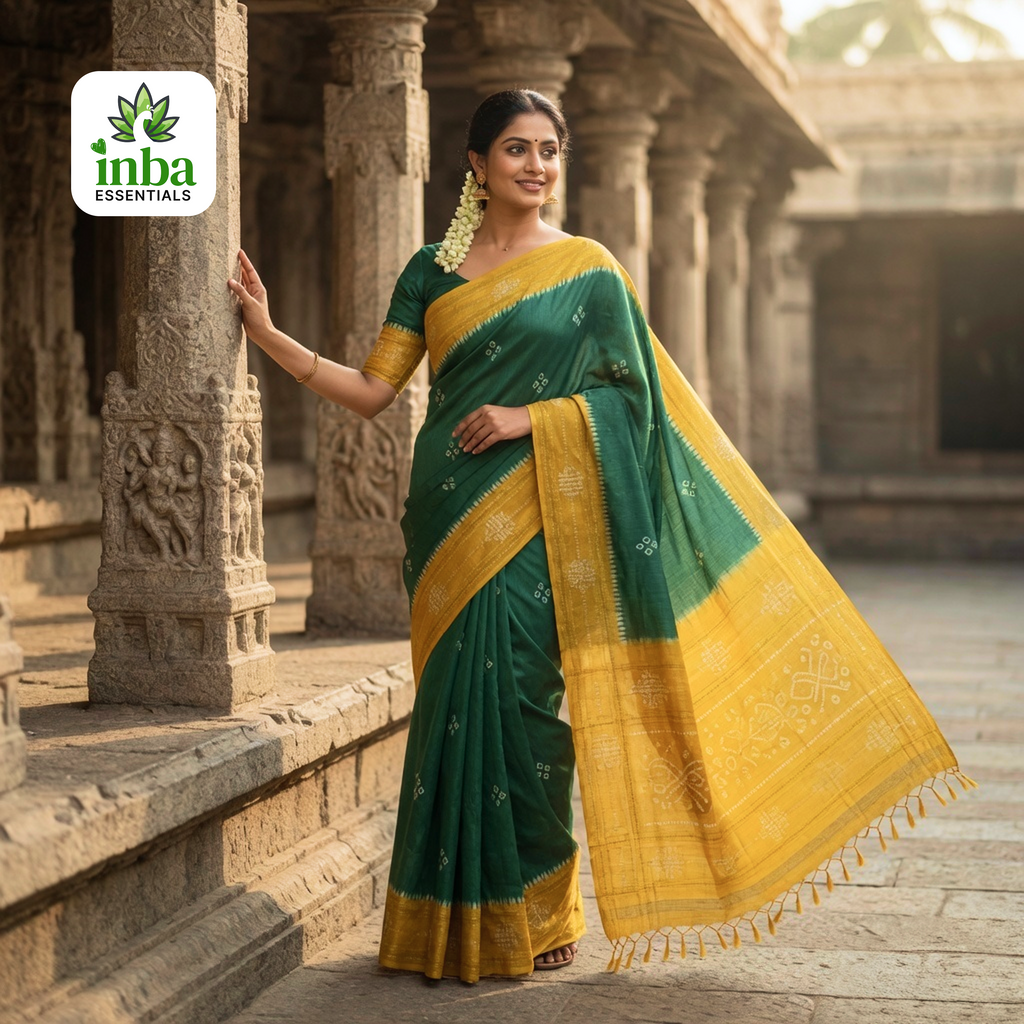 Green & Yellow Saree