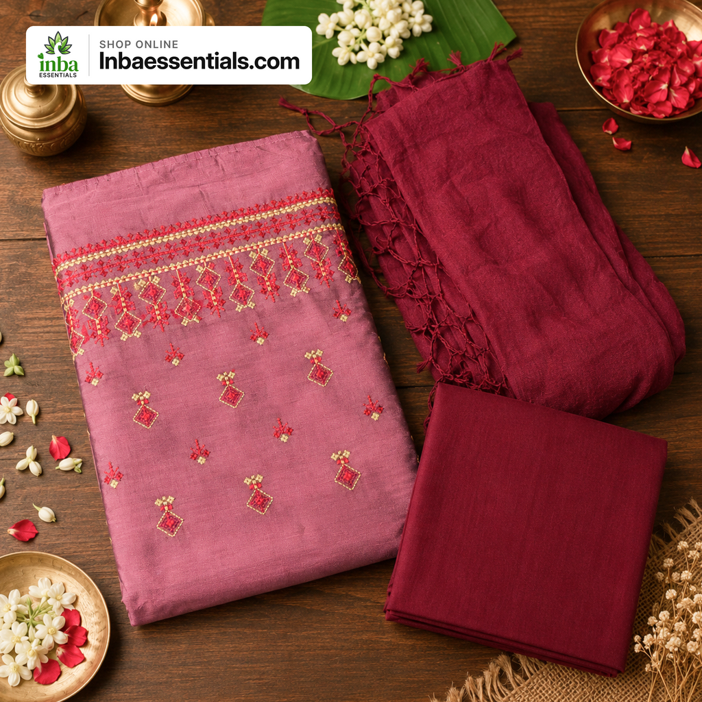 Mauve Embroidered Chudithar