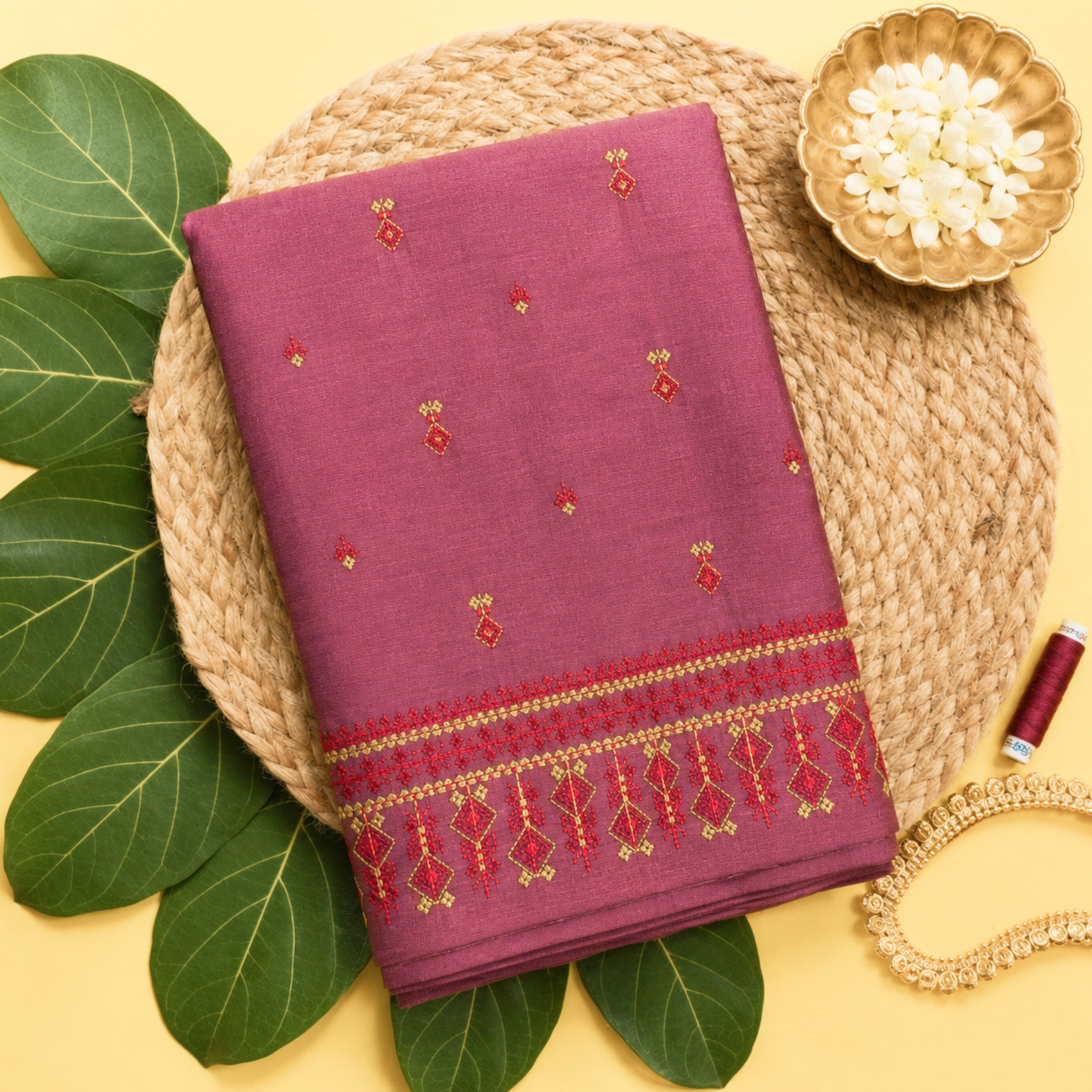 Mauve Embroidered Chudithar