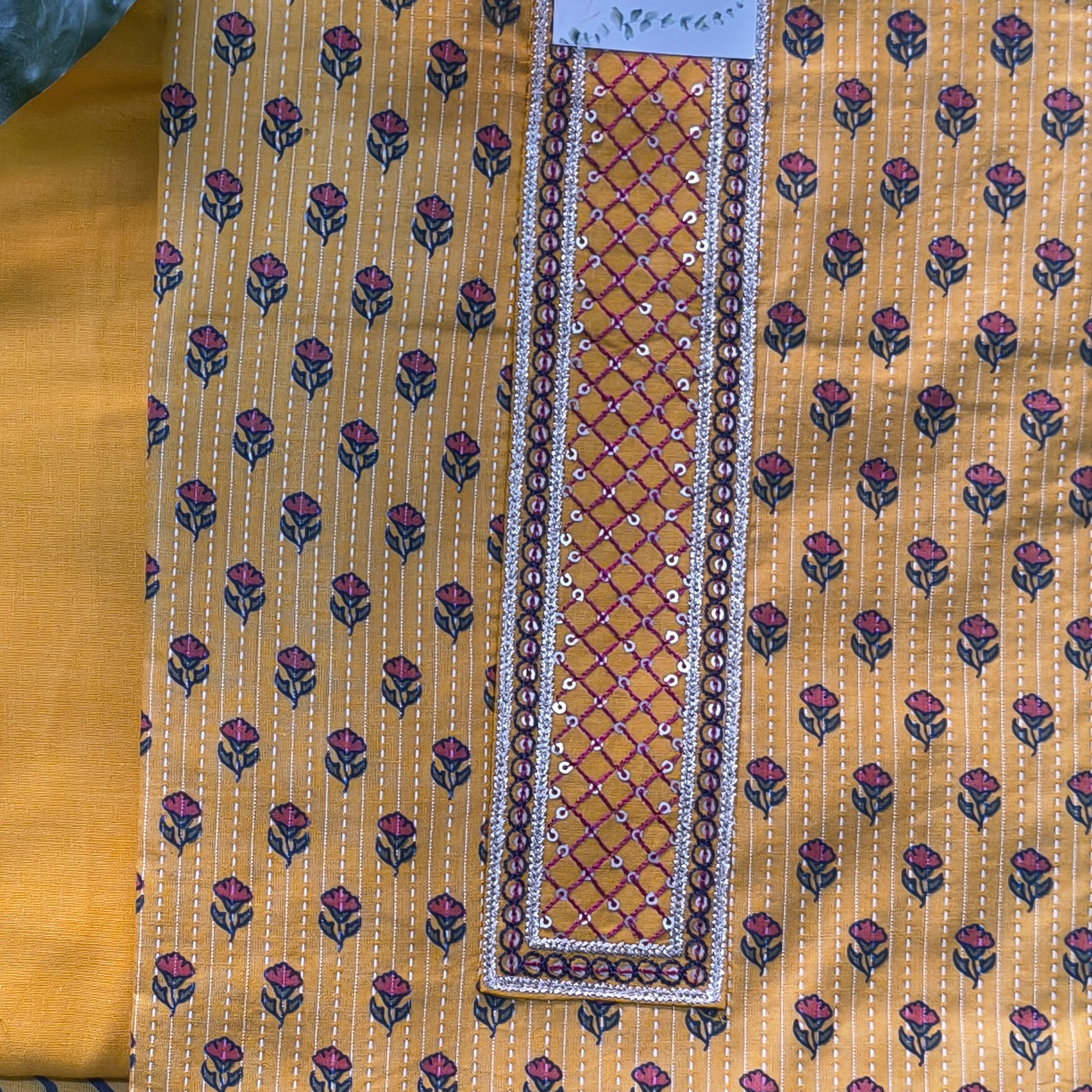 Mustard Floral Printed Chudithar