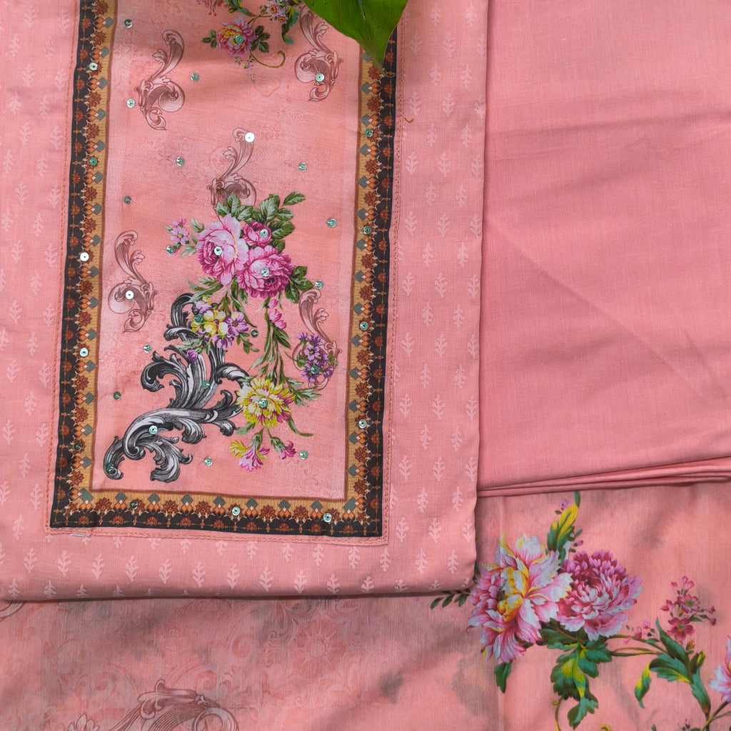 Peach Floral Printed Chudithar