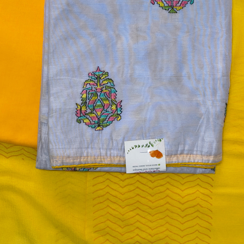 Soft Grey Multi-Color Motif Chudithar