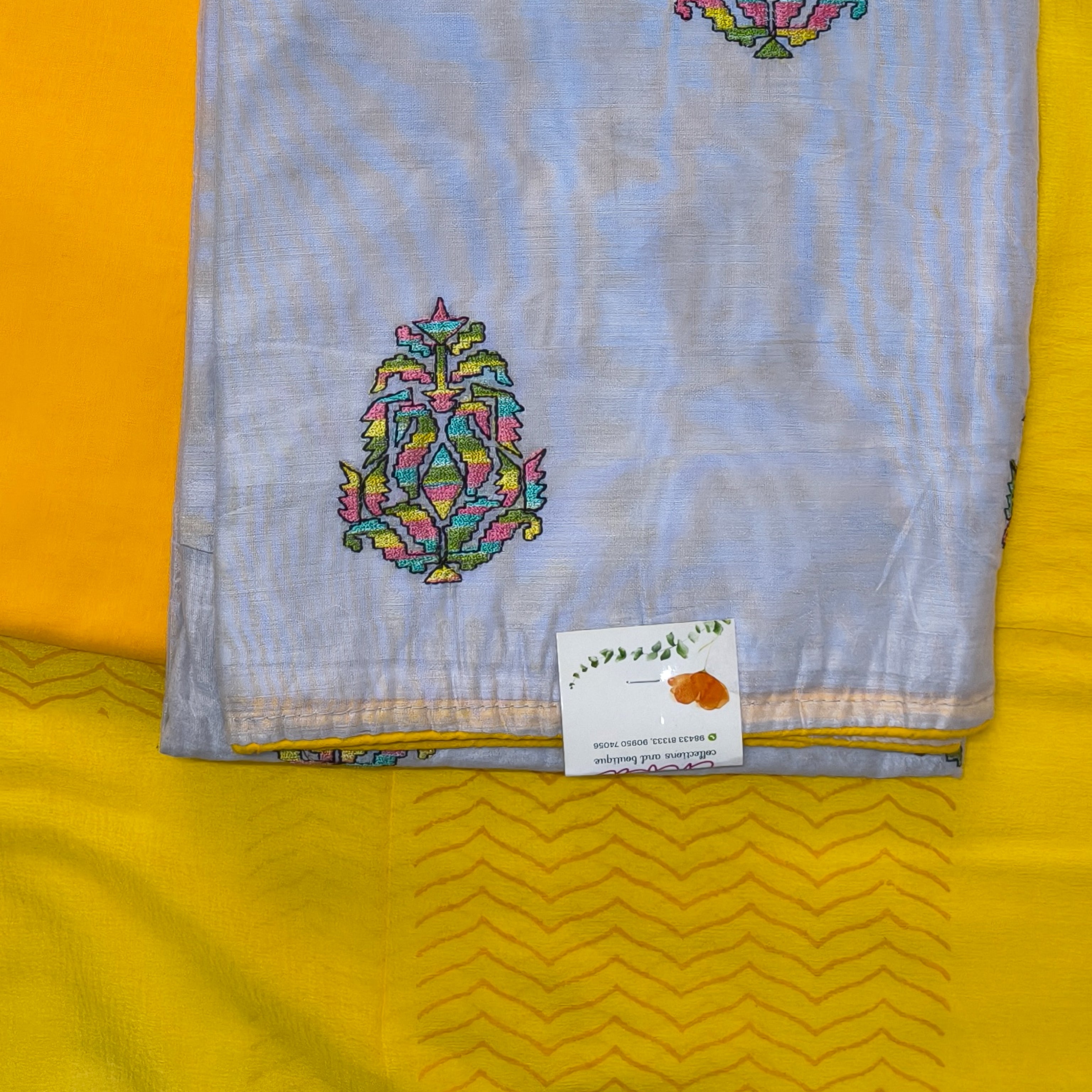 Soft Grey Multi-Color Motif Chudithar