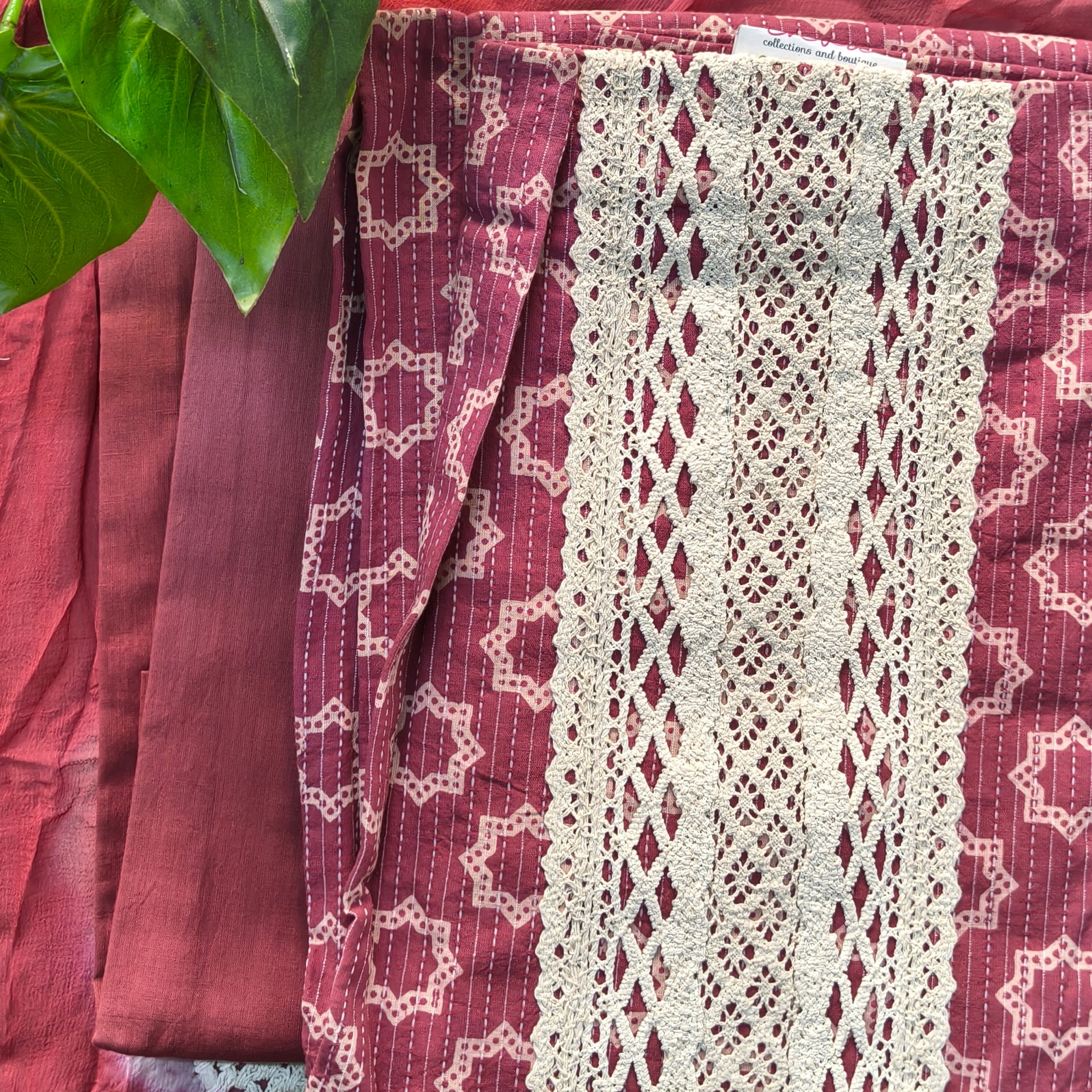 Rose Pink Lace Panel Chudithar