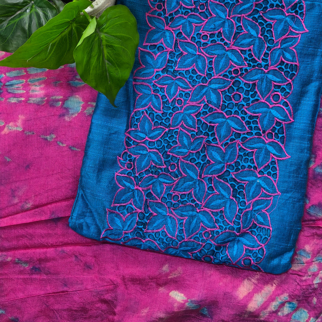 Teal Blue Floral Cutwork Chudithar