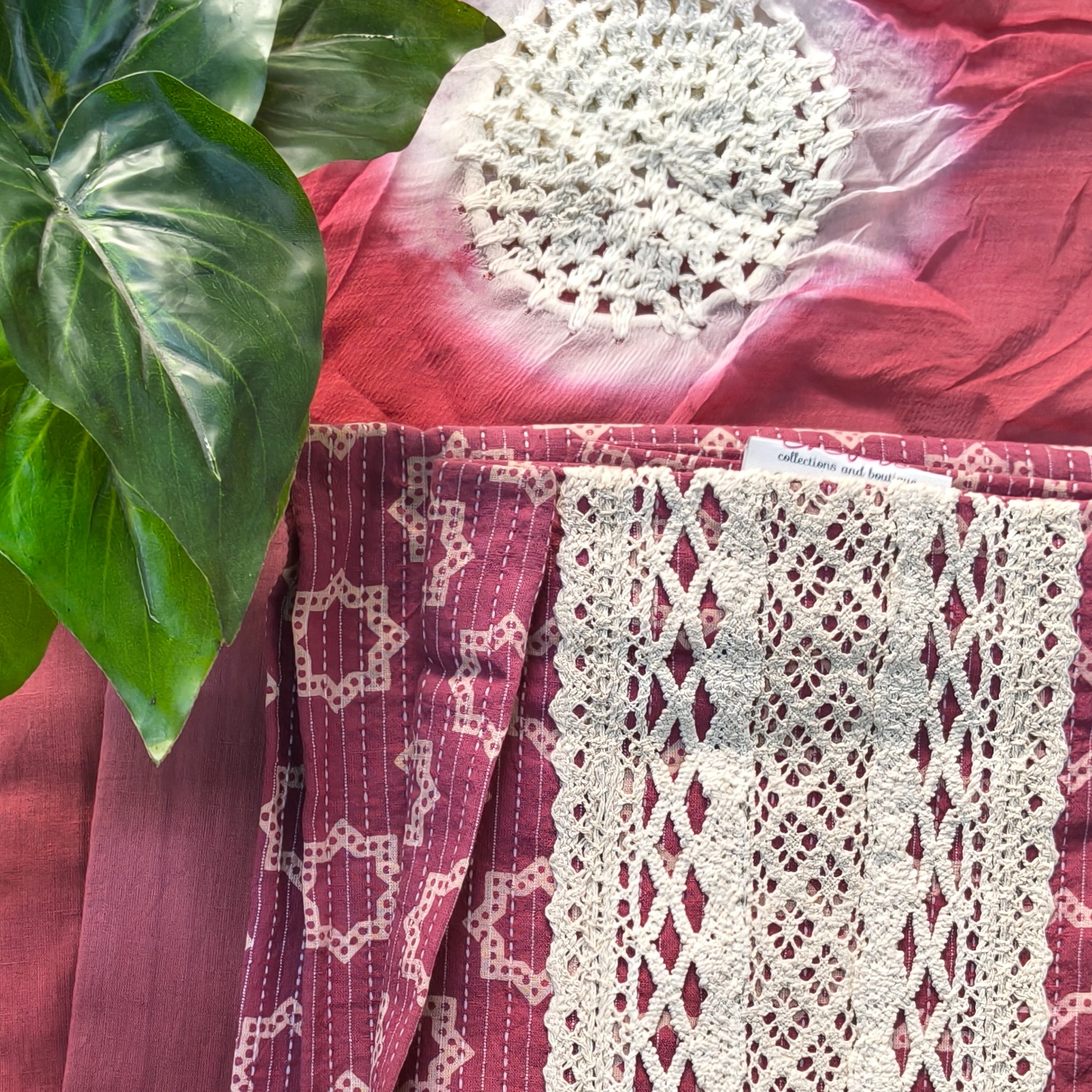 Rose Pink Lace Panel Chudithar