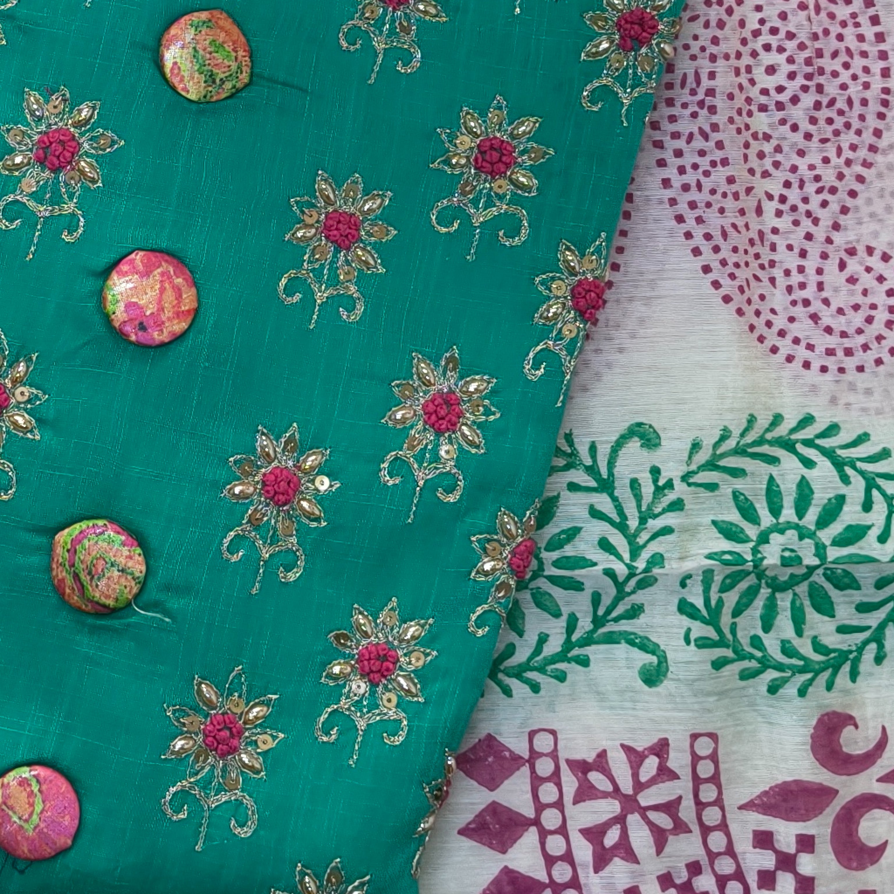 Emerald Green Floral Chudithar