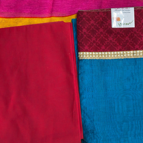 Blue & Red Contrast Chudithar