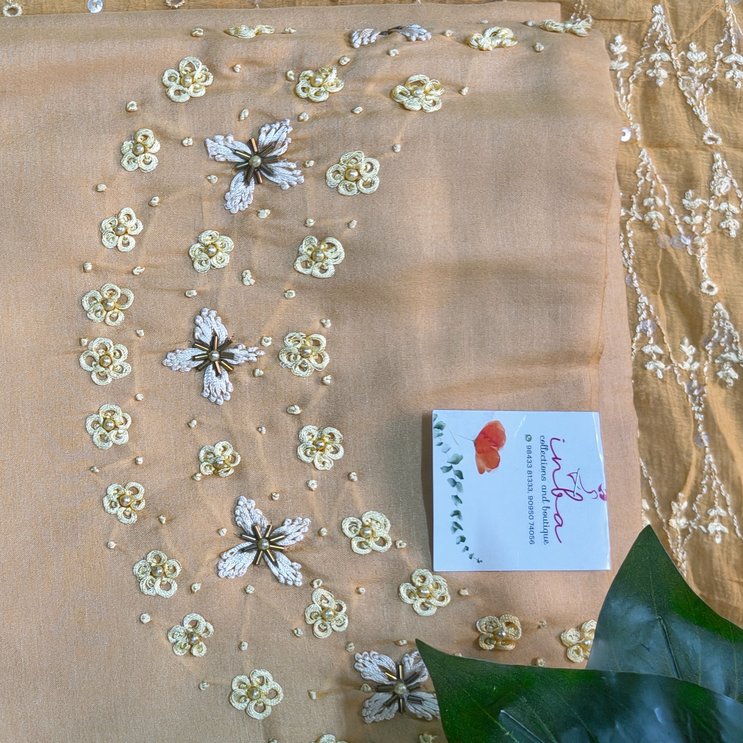 Beige Floral Embroidered Chudithar