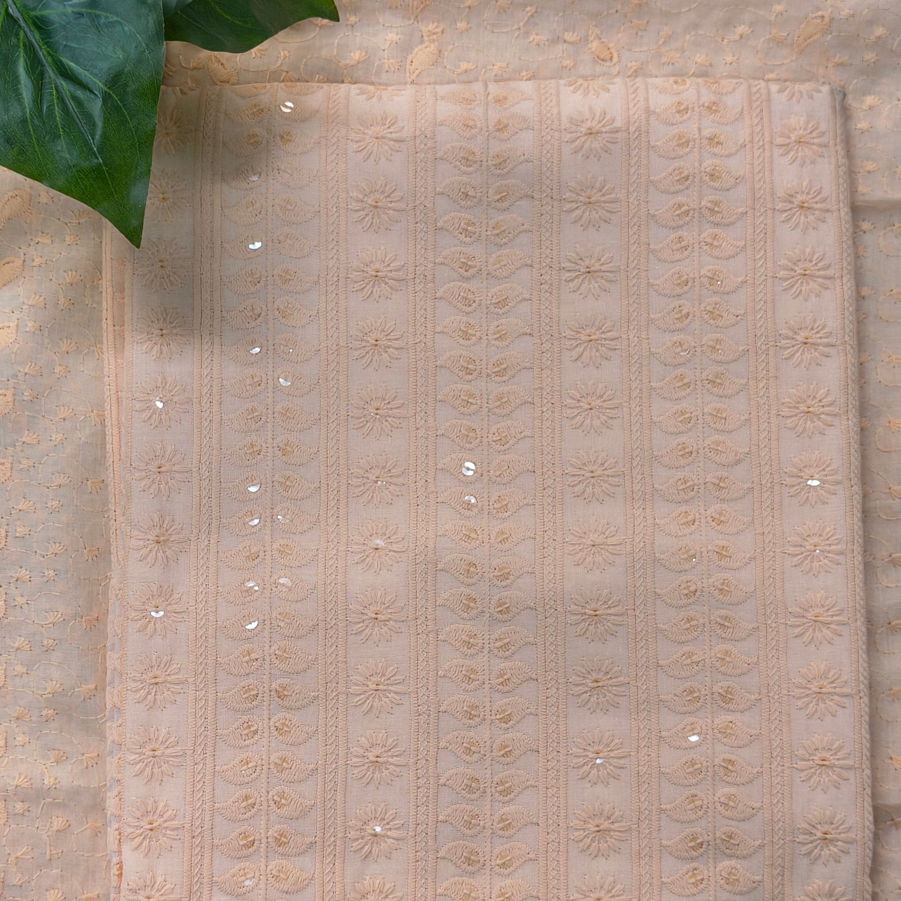 Peach Chikankari Style Chudithar