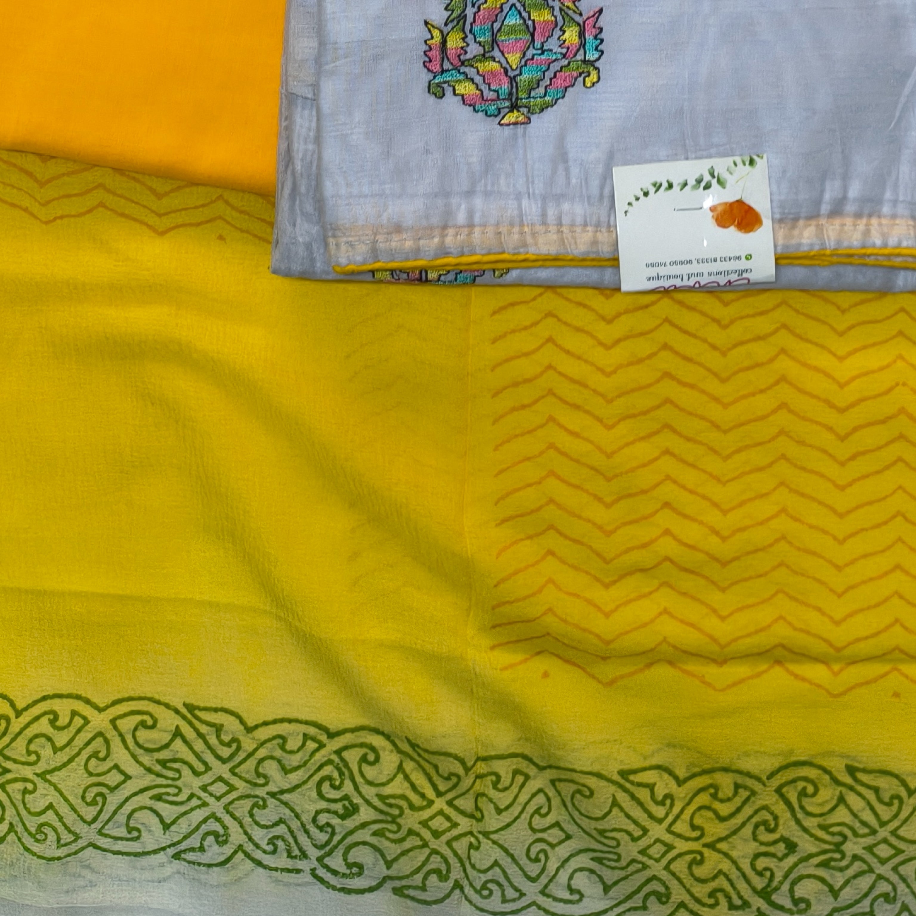 Soft Grey Multi-Color Motif Chudithar