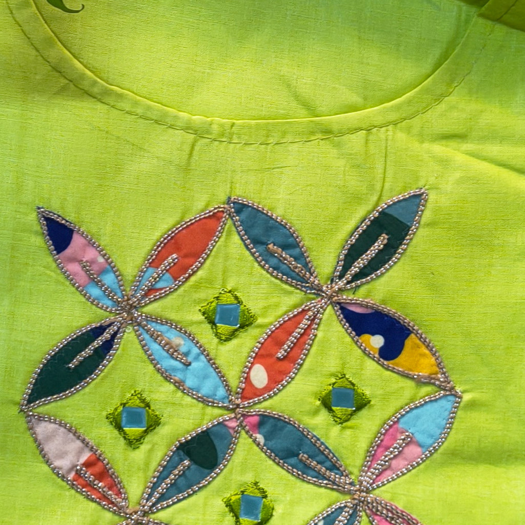 Lime Green Cotton Chudithar