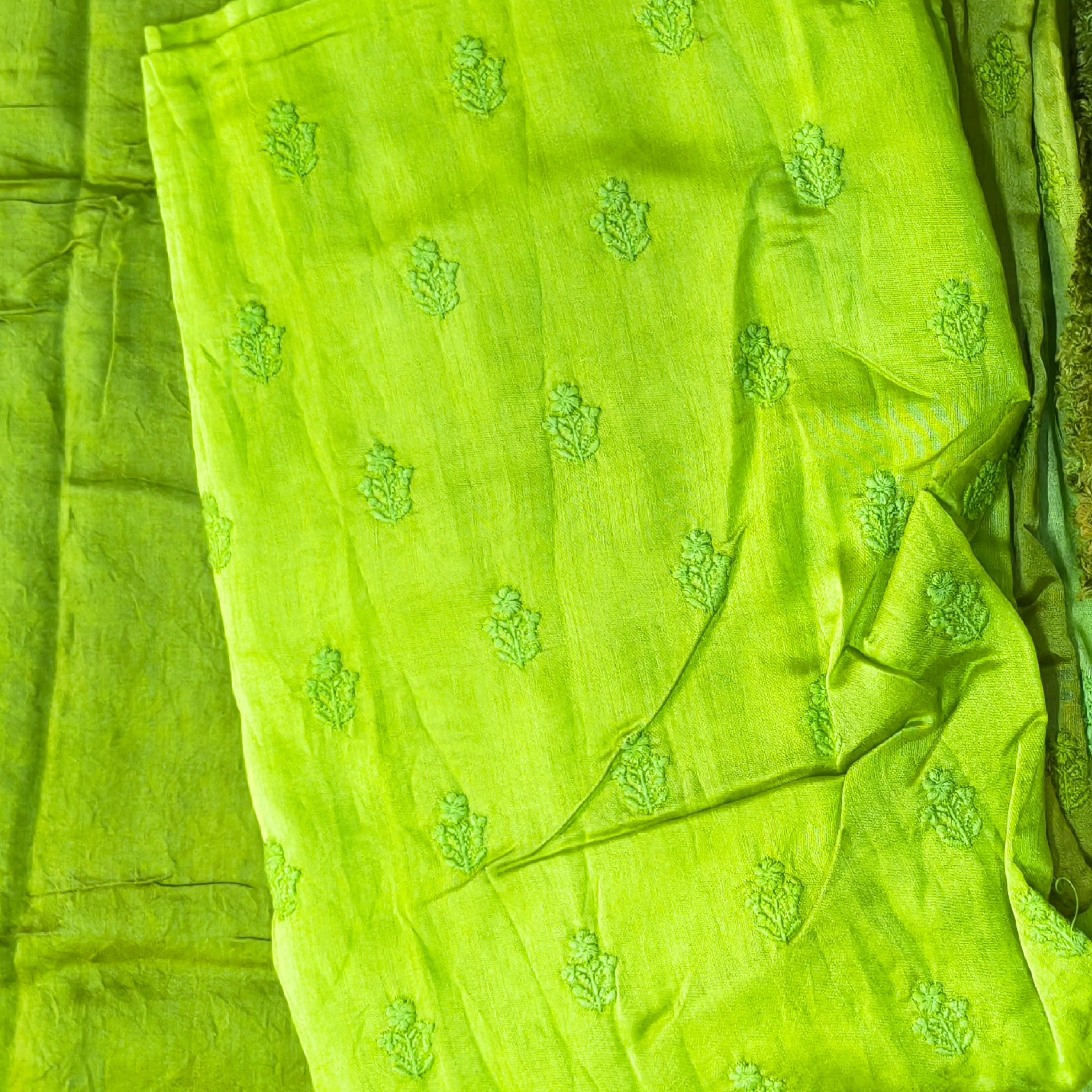 Lime Green Embroidered Chudithar