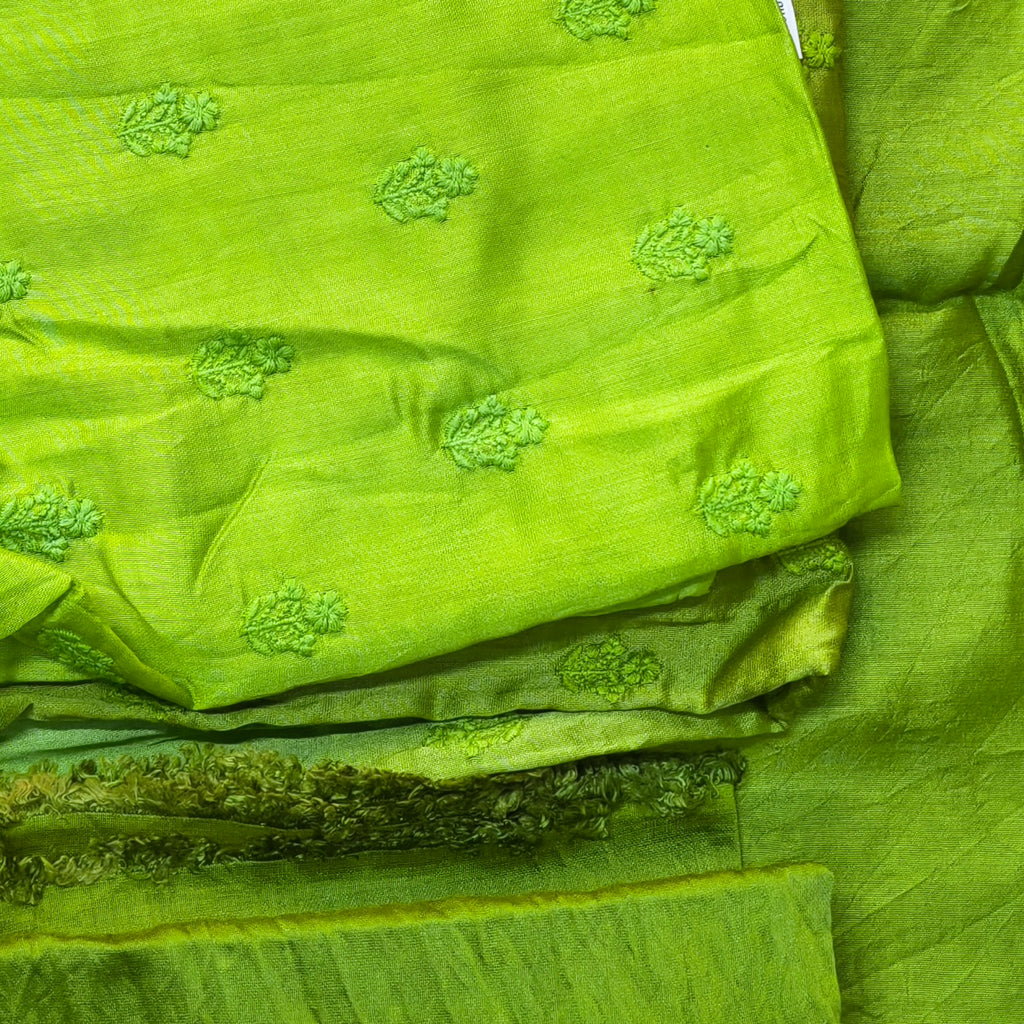 Lime Green Embroidered Chudithar