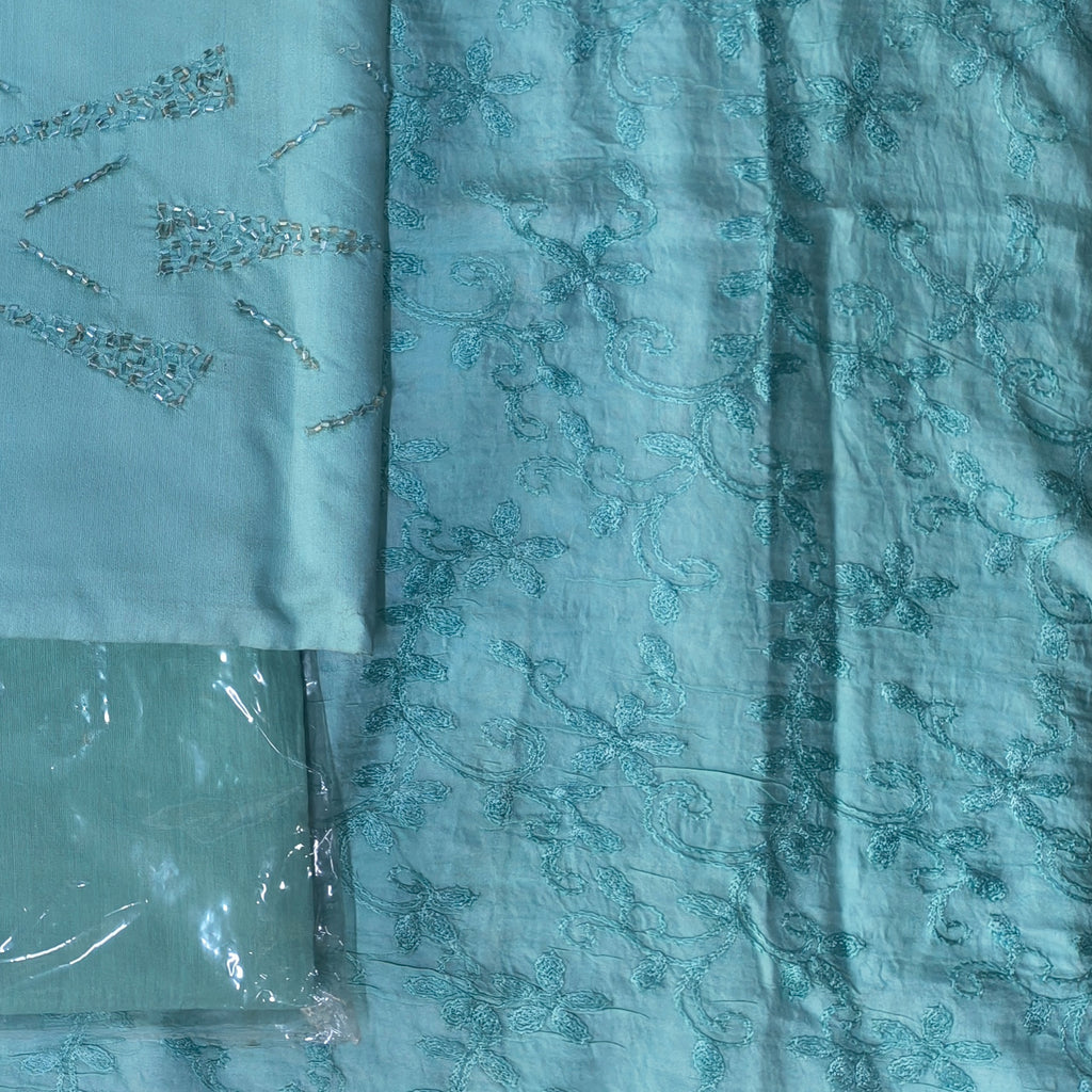 Ice Blue Embroidered Chudithar