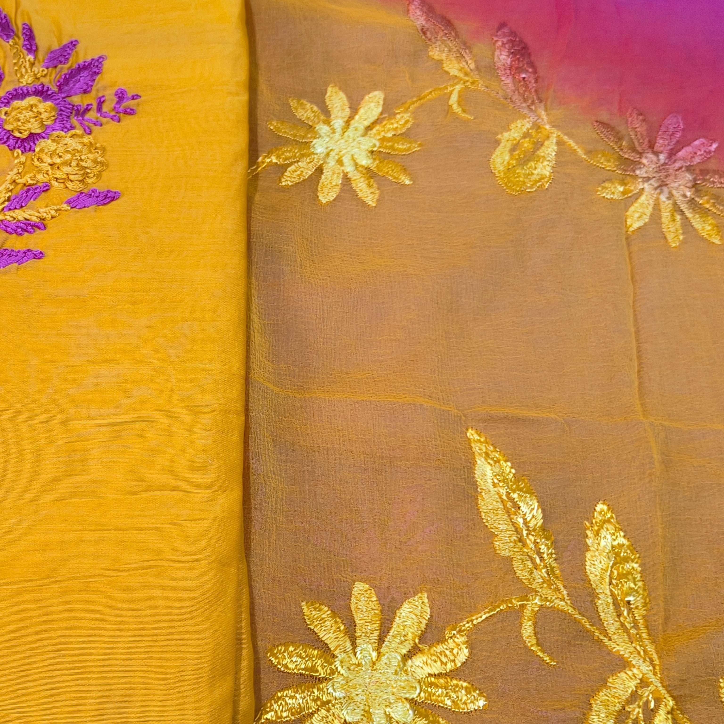Mustard Floral Embroidery Chudithar