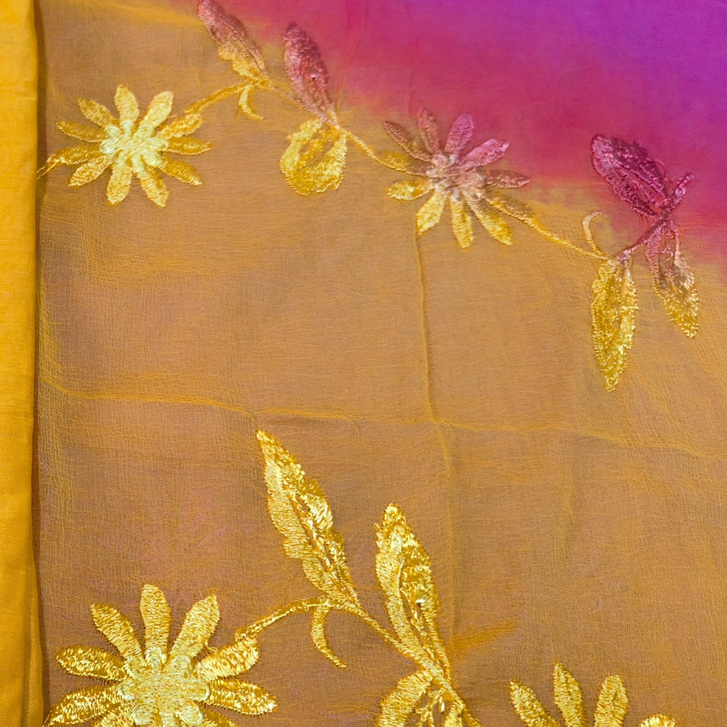 Mustard Floral Embroidery Chudithar