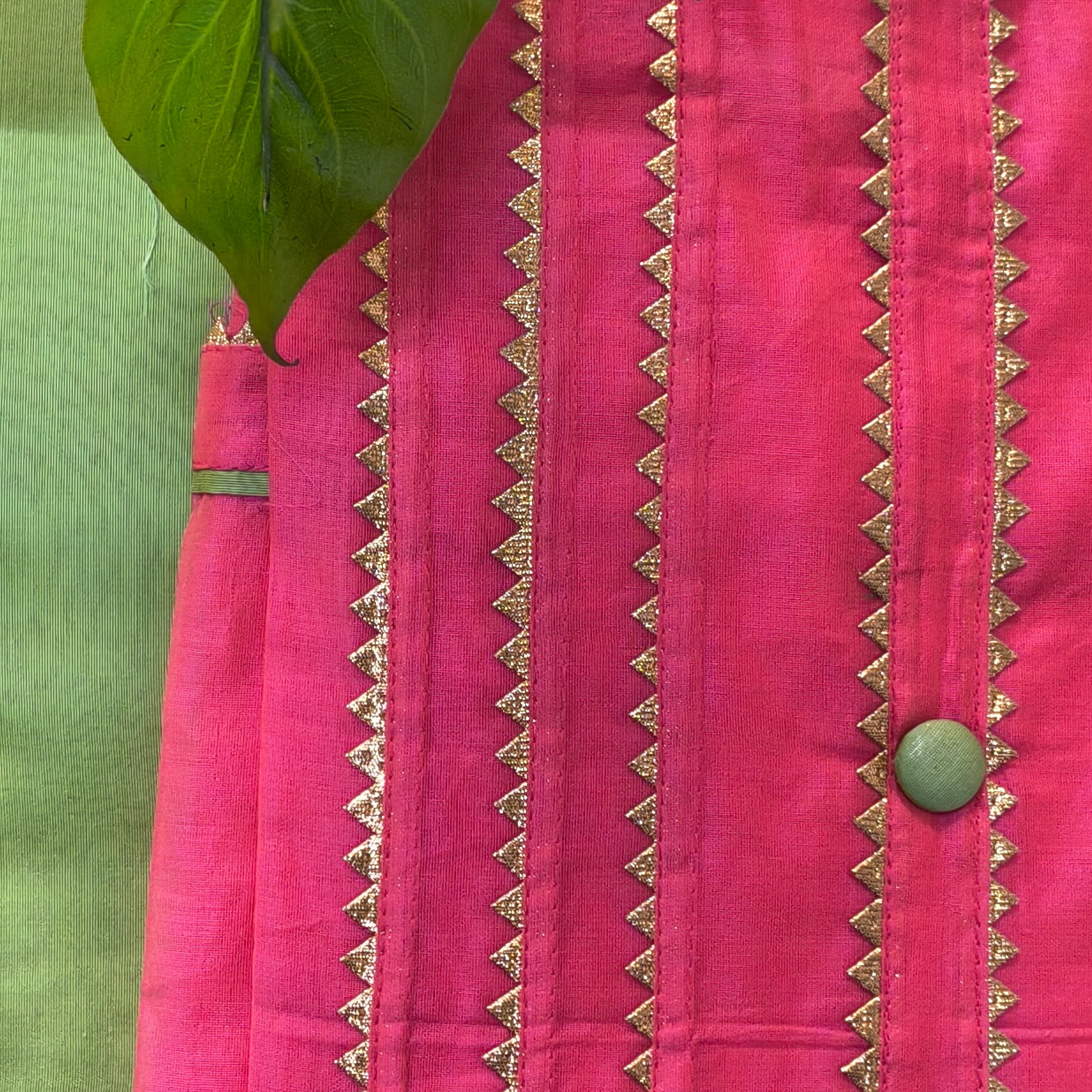 Pink Embellished Stripe Chudithar