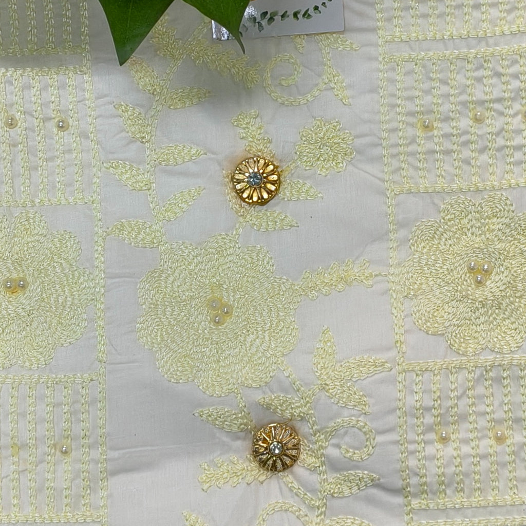 Cream Embroidered Chudithar