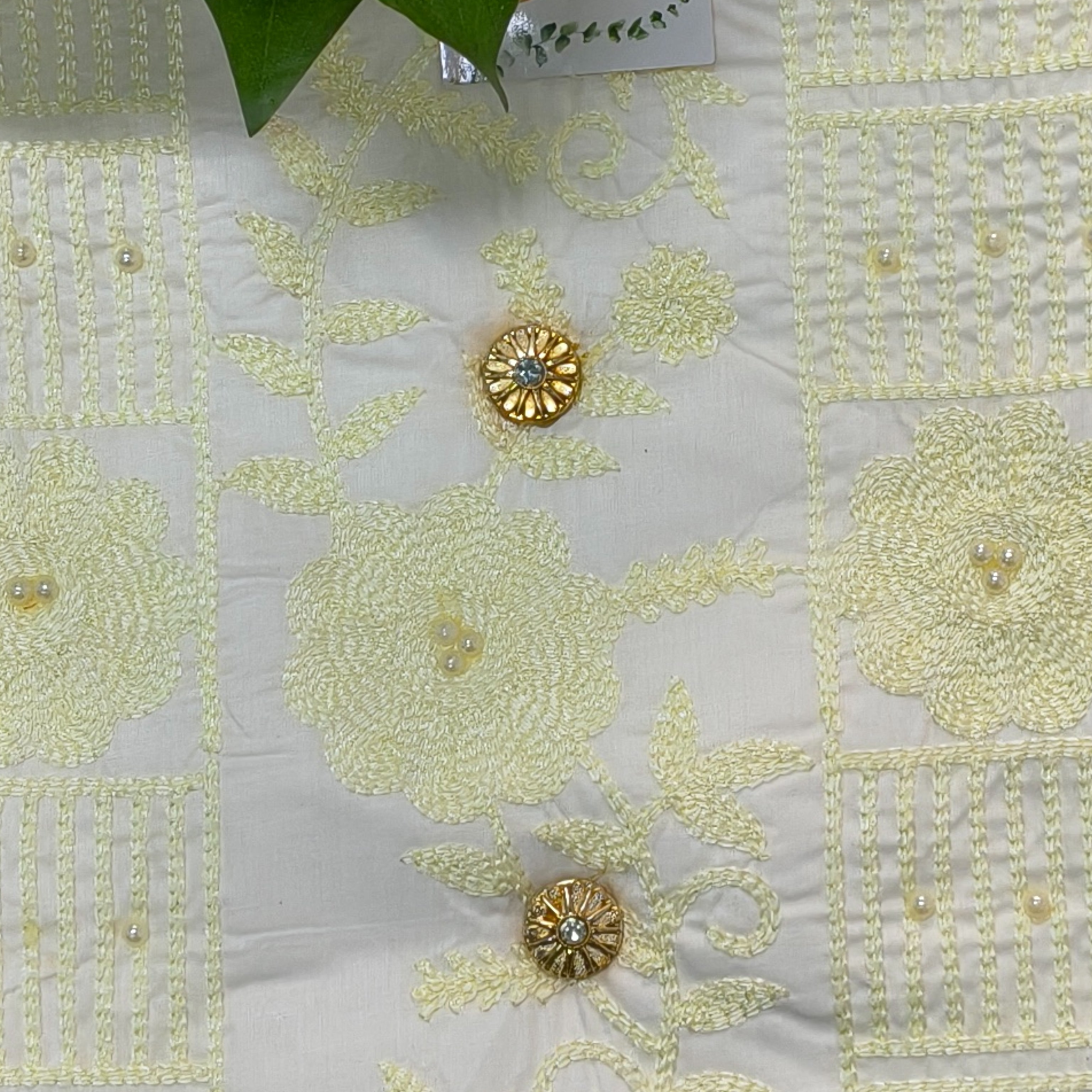 Cream Embroidered Chudithar