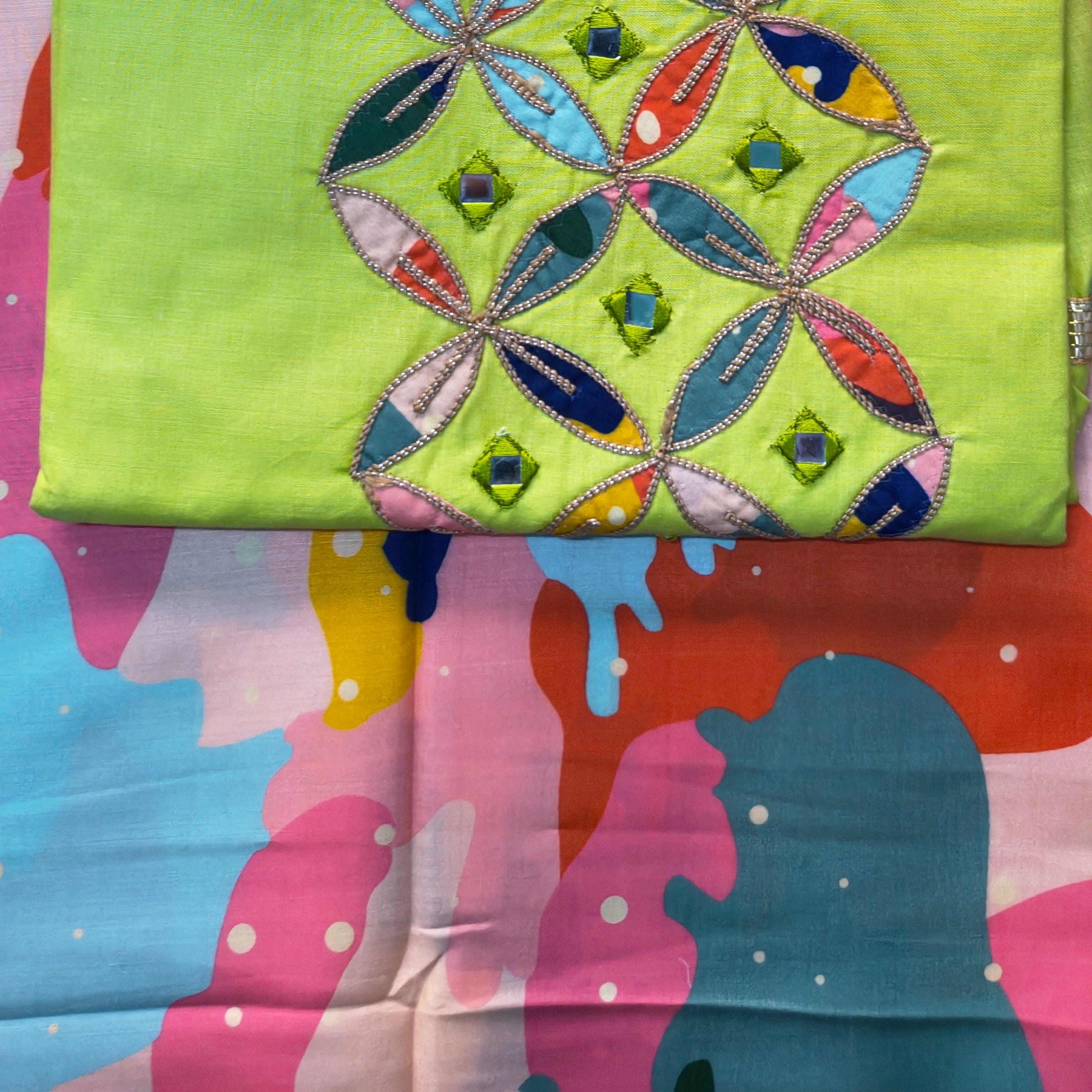 Lime Green Cotton Chudithar