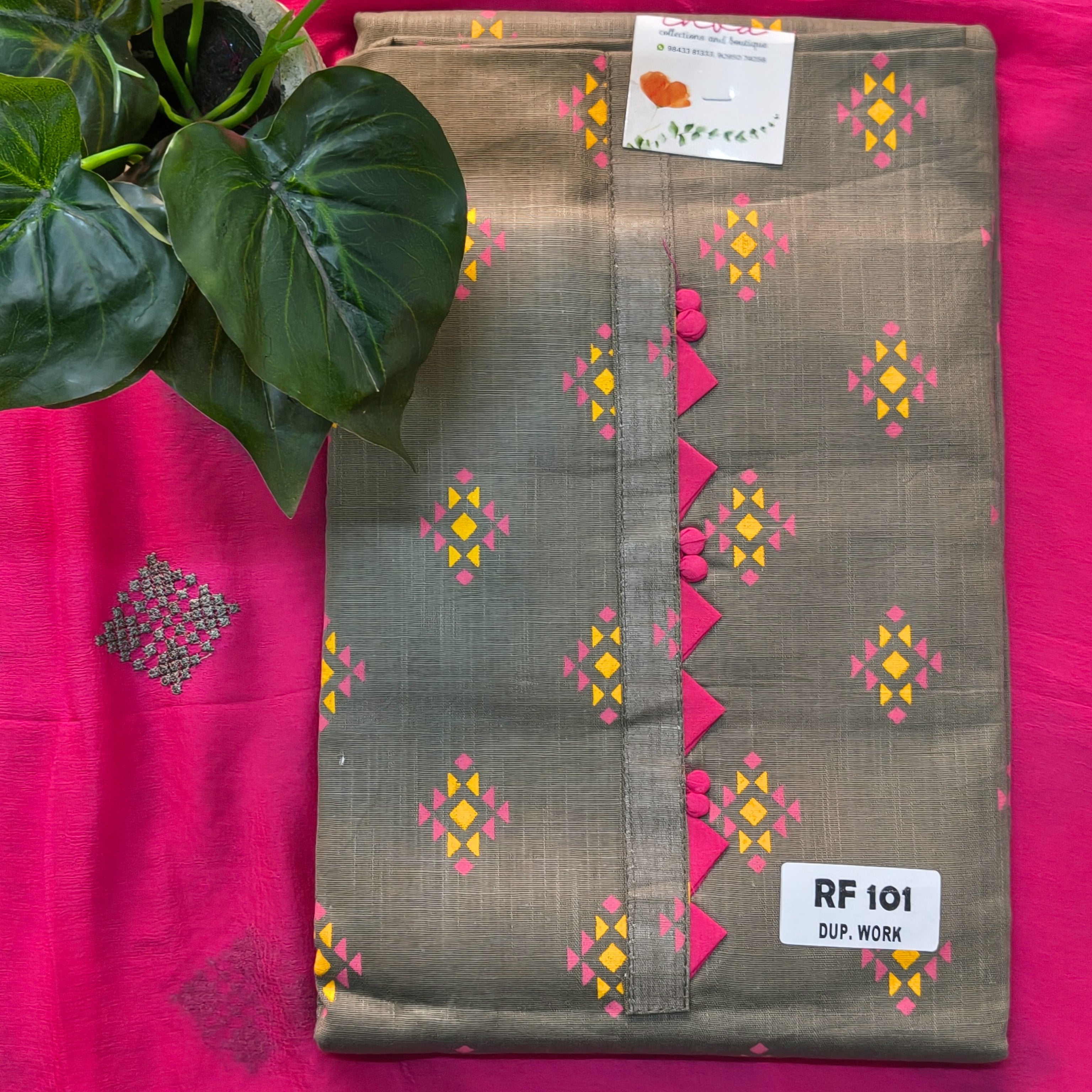 Olive Green Geometric Chudithar
