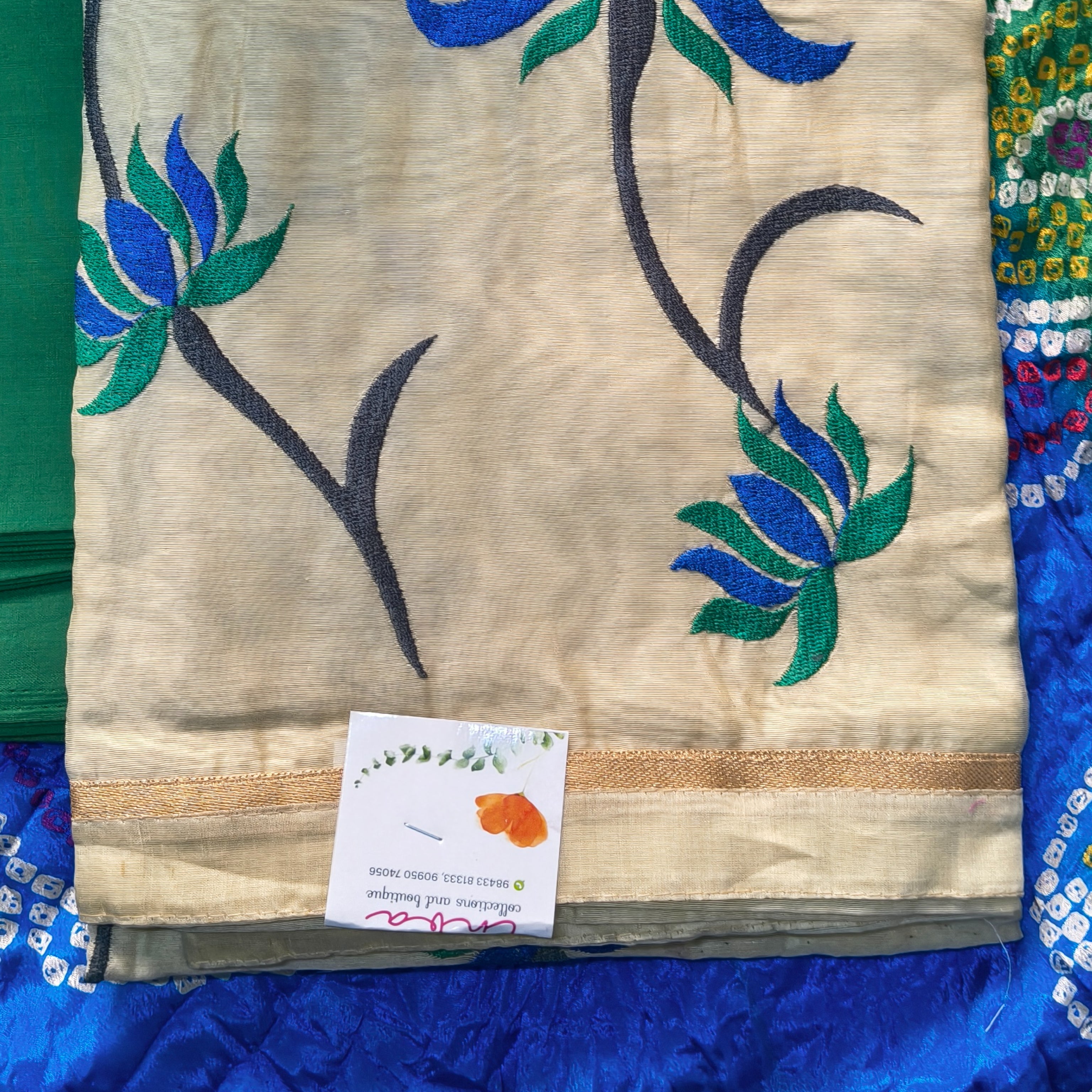 Cream Floral Embroidered Chudithar