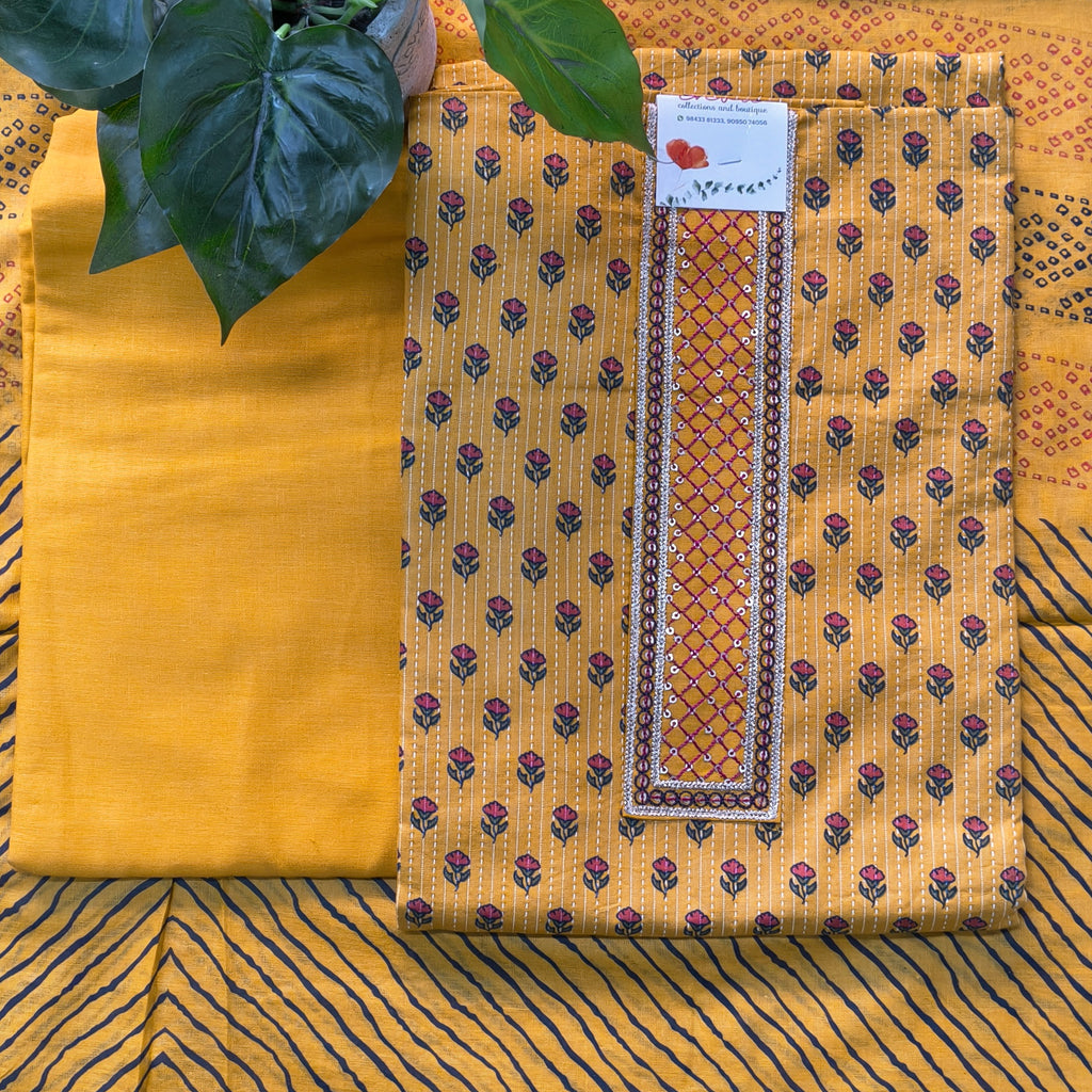 Mustard Floral Printed Chudithar