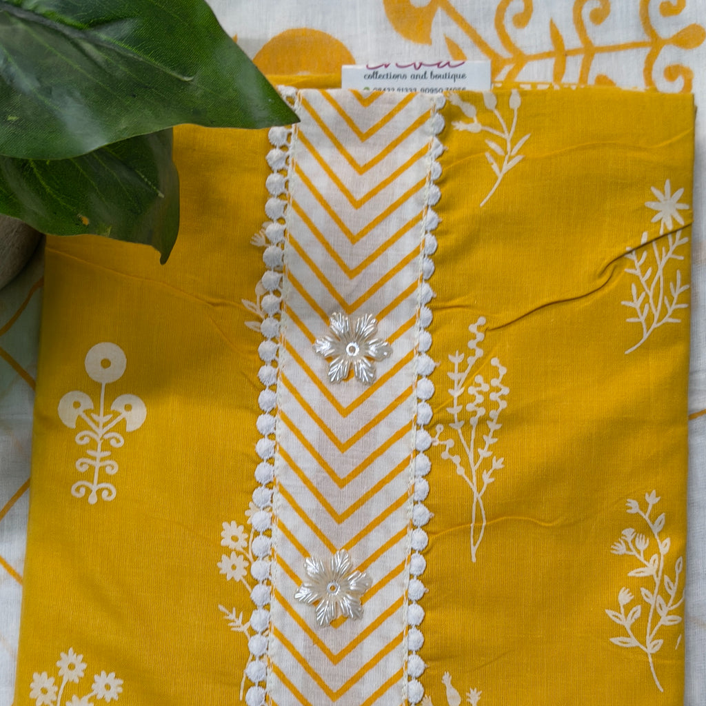 💛 Mustard Yellow Printed Chudithar