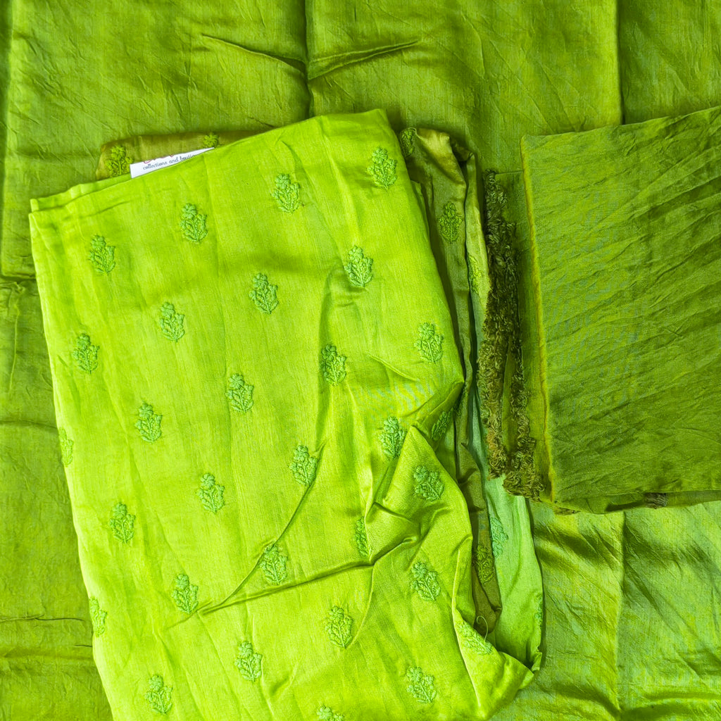 Lime Green Embroidered Chudithar