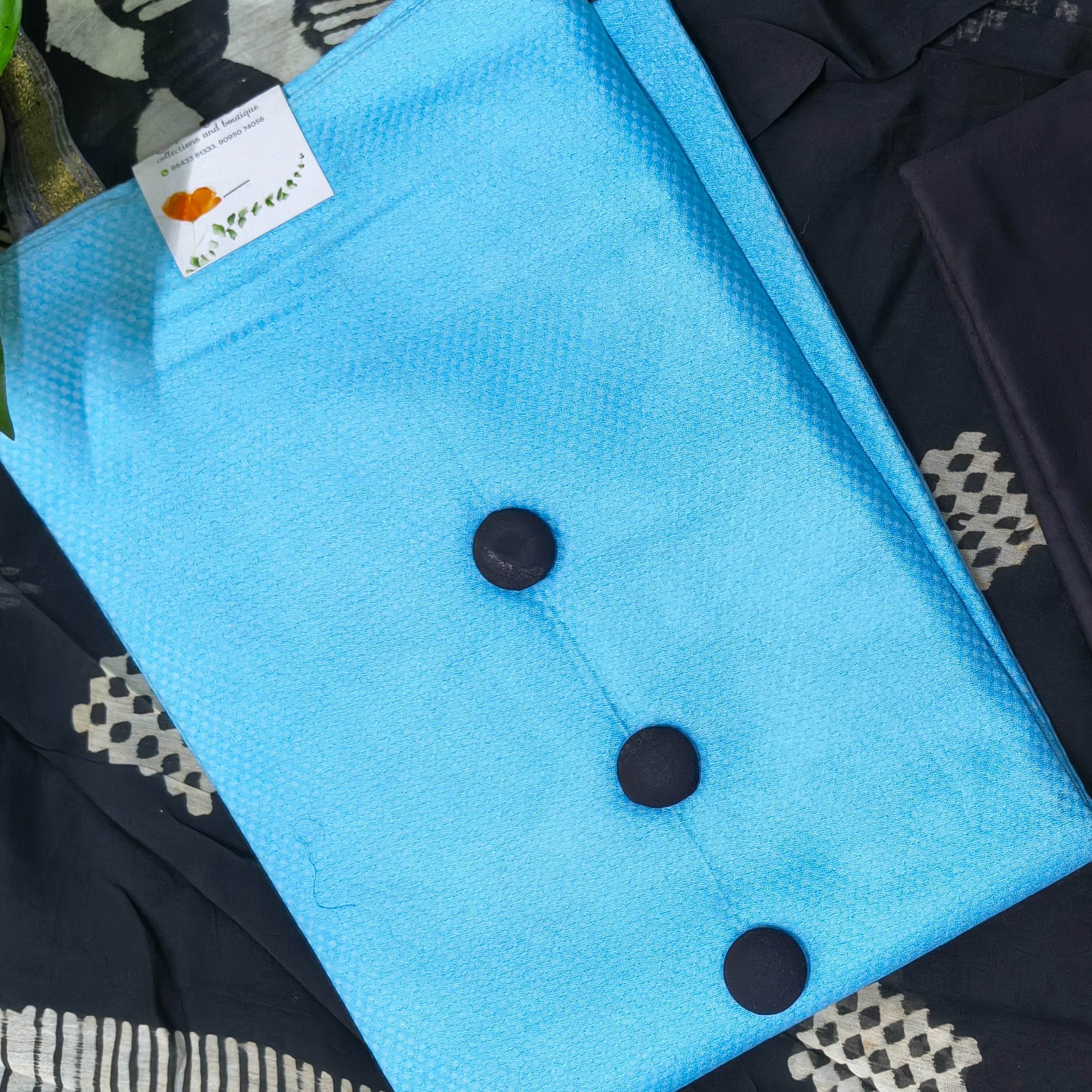 Sky Blue Button Detail Chudithar