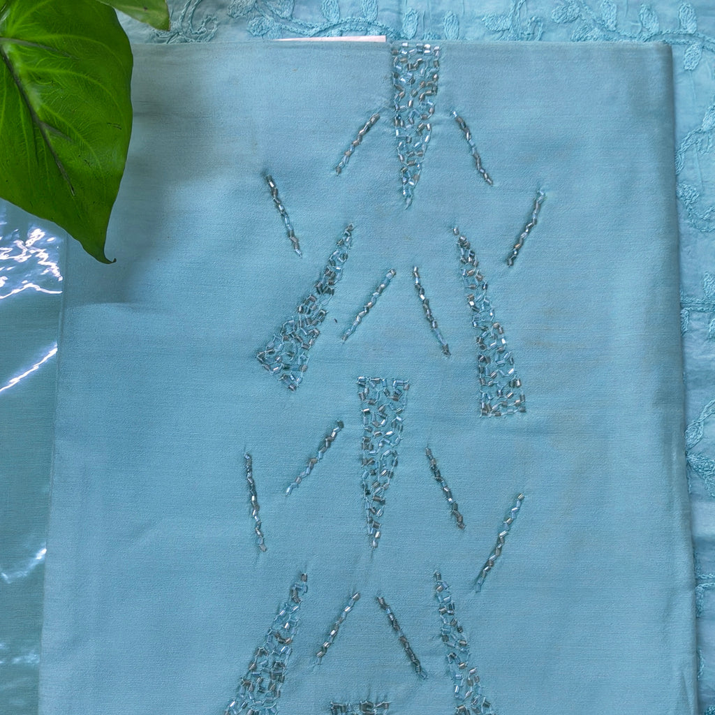 Ice Blue Embroidered Chudithar