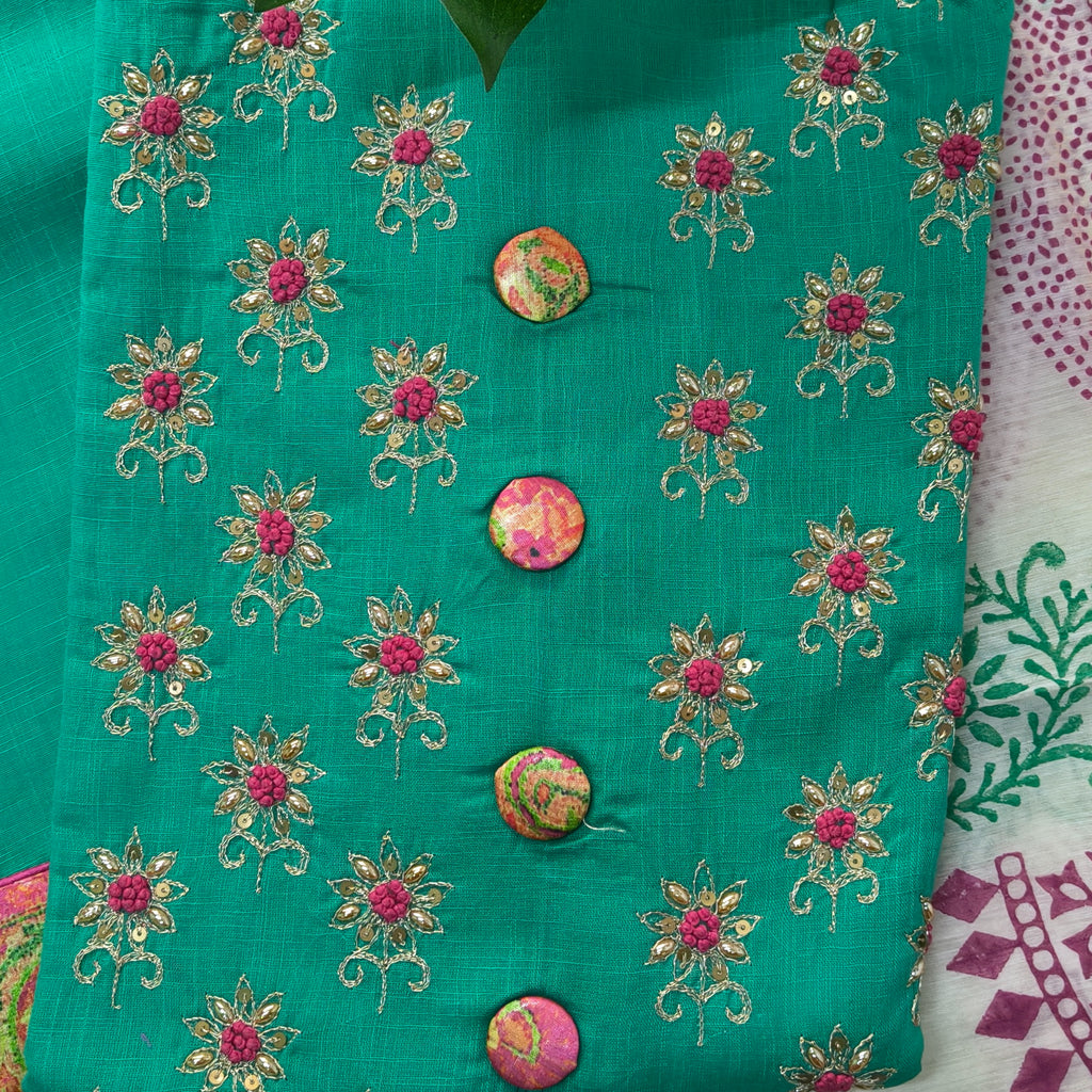 Emerald Green Floral Chudithar