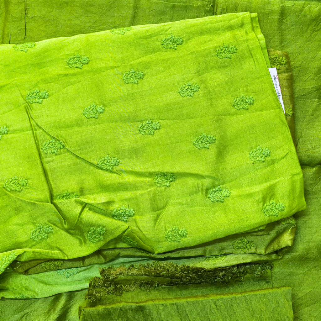Lime Green Embroidered Chudithar