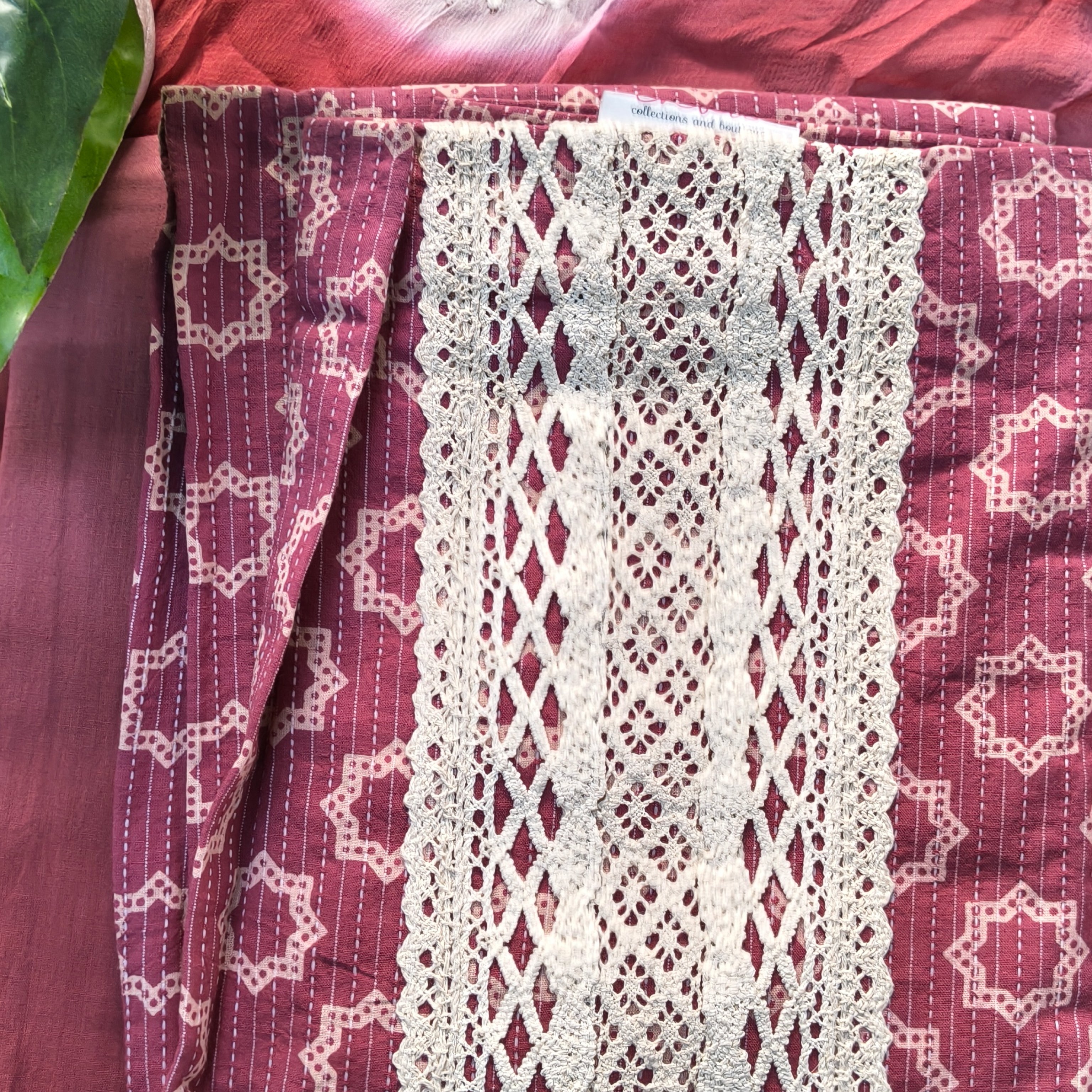 Rose Pink Lace Panel Chudithar