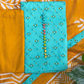 Aqua Blue Mirror Button Chudithar