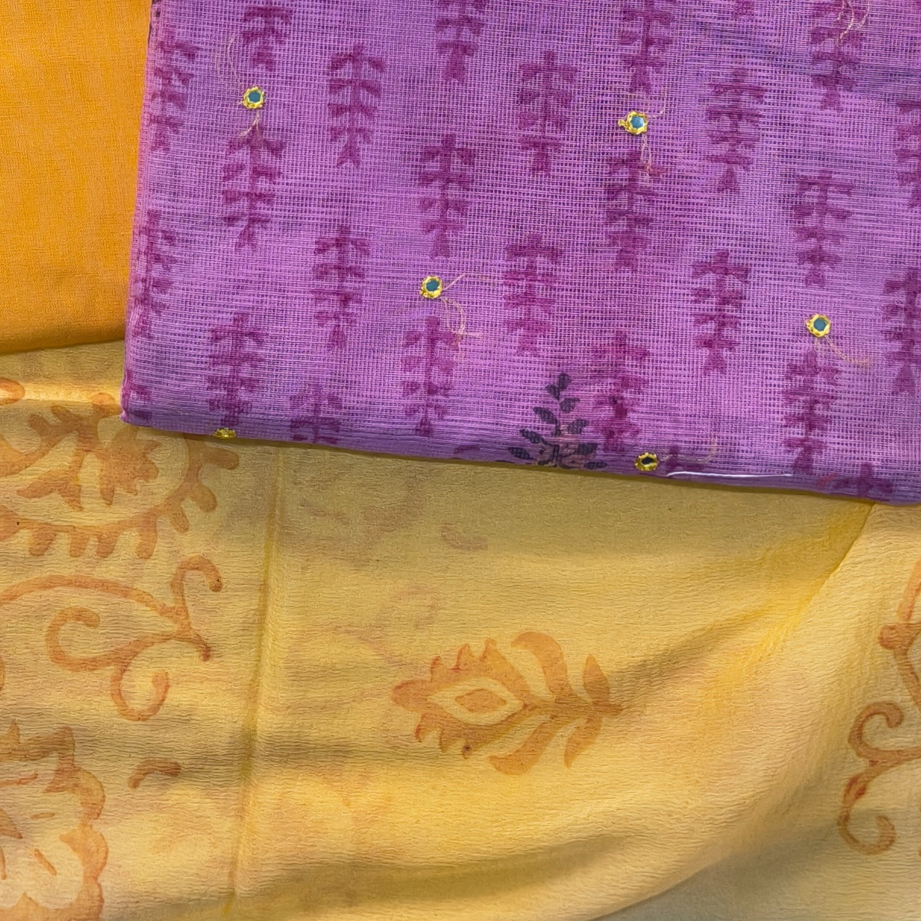 Purple & Orange Contrast Chudithar