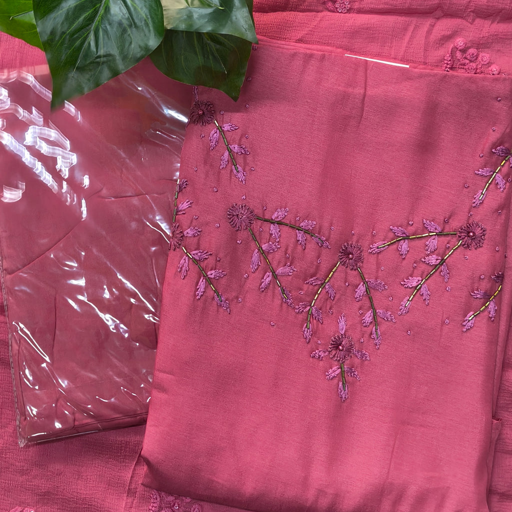 Rose Pink Embroidered Chudithar