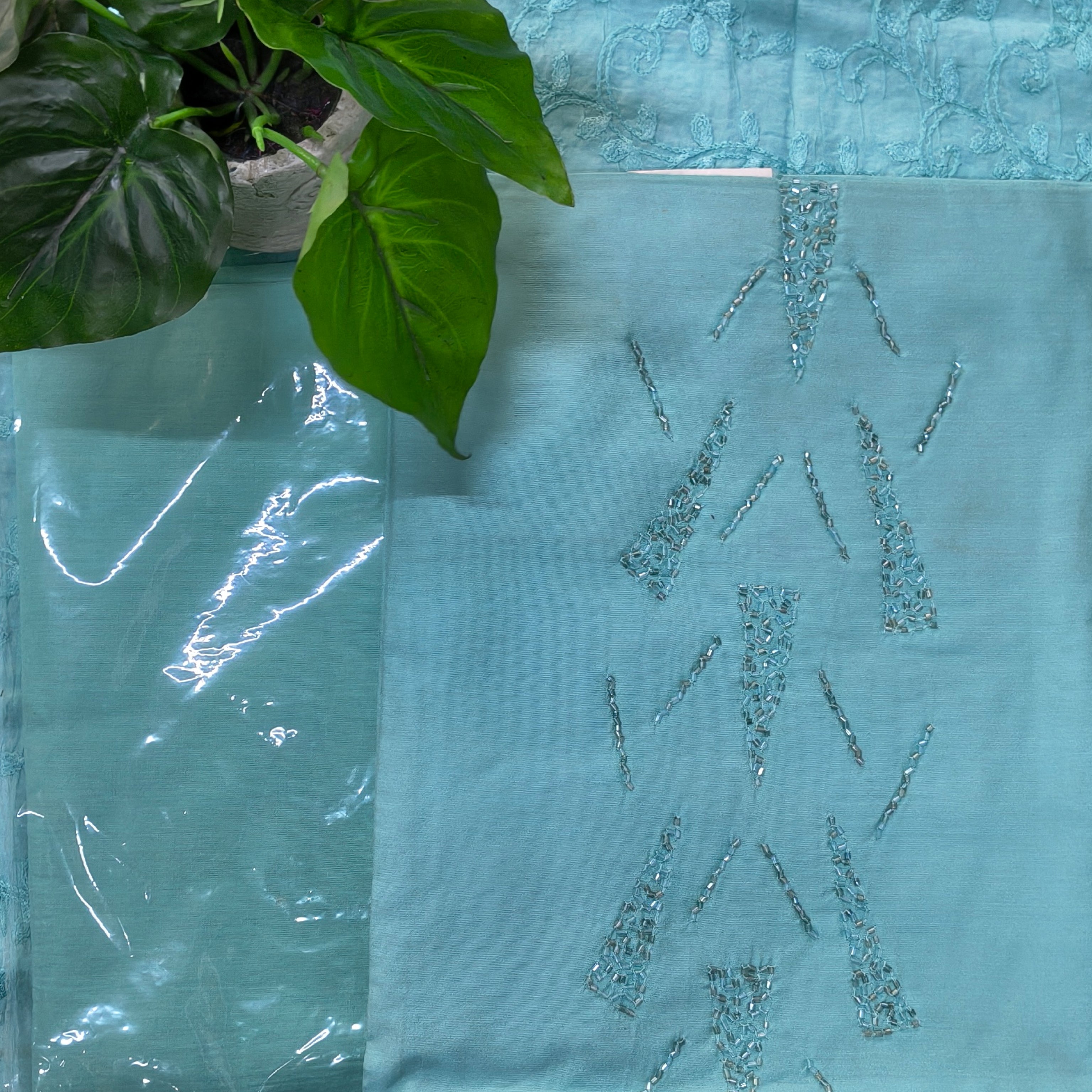 Ice Blue Embroidered Chudithar