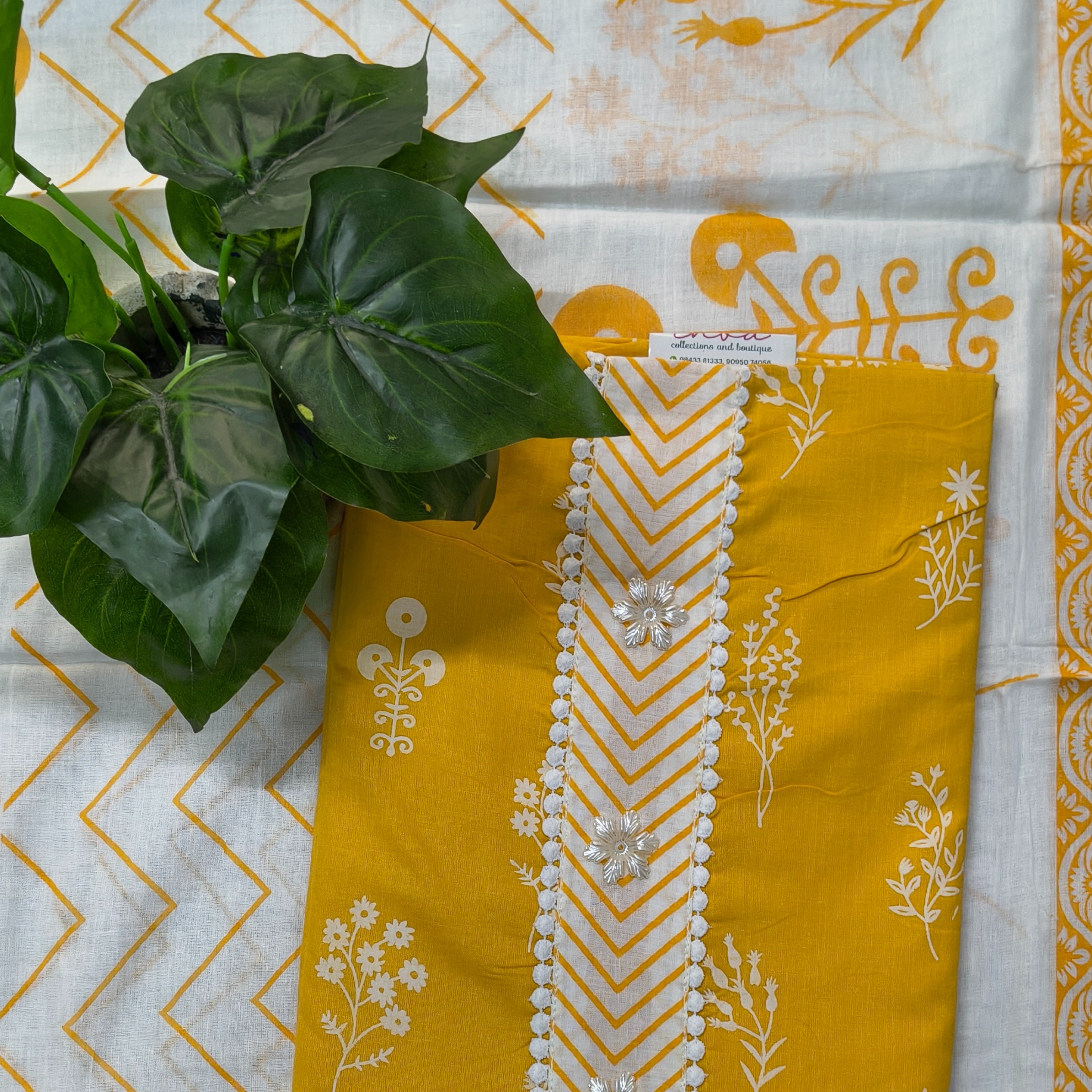 💛 Mustard Yellow Printed Chudithar