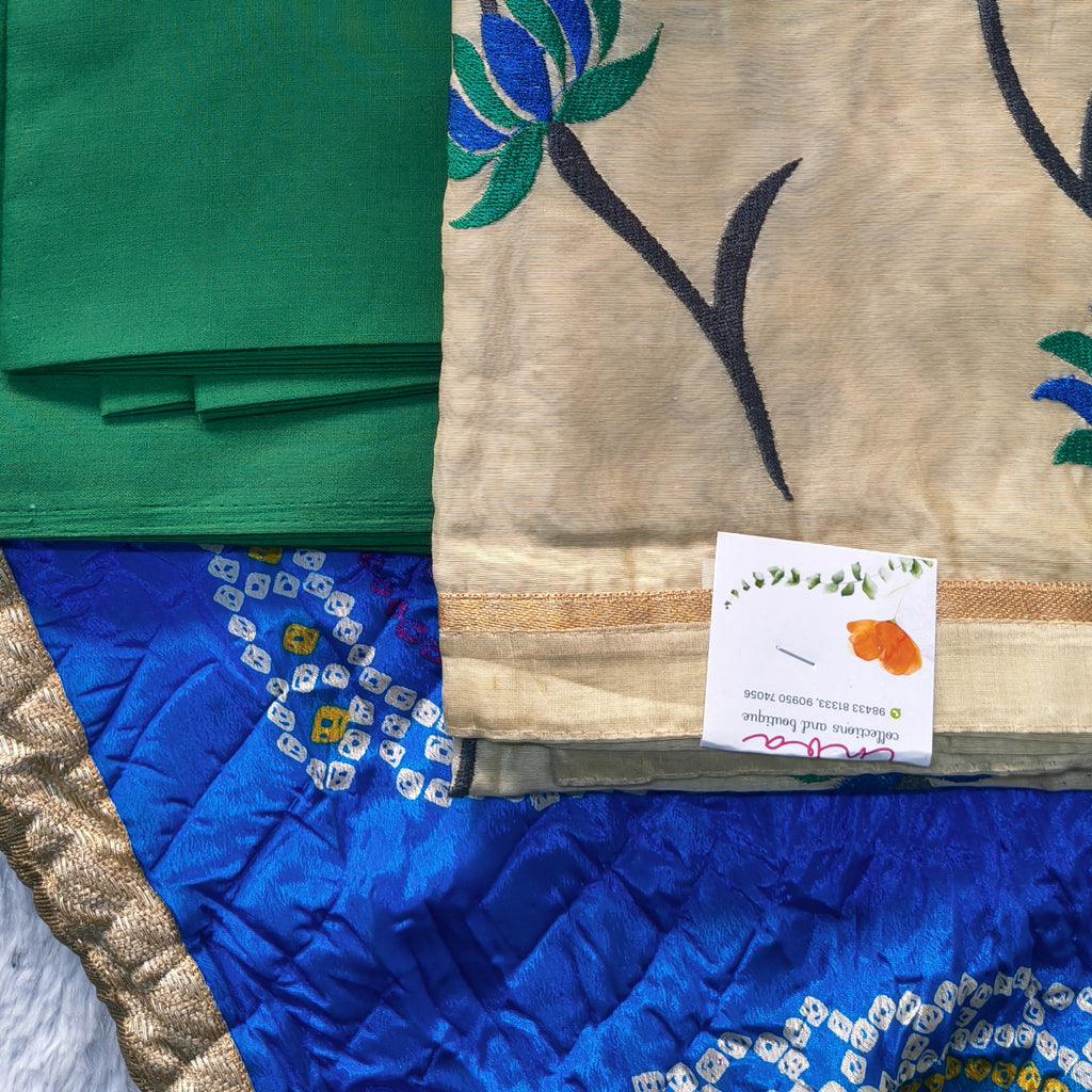 Cream Floral Embroidered Chudithar