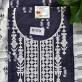 Navy Blue White Embroidered Chudithar