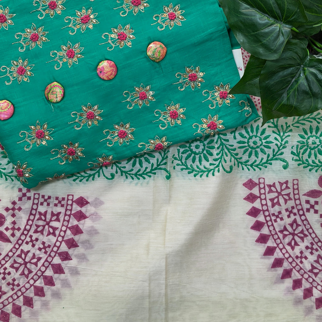 Emerald Green Floral Chudithar