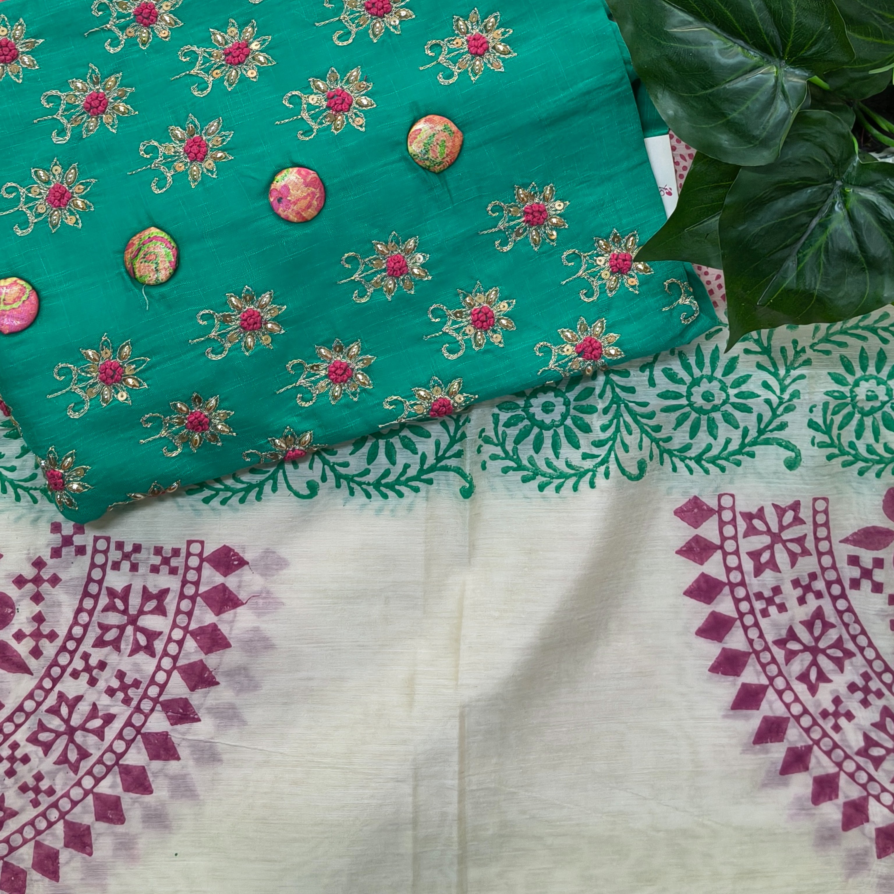 Emerald Green Floral Chudithar