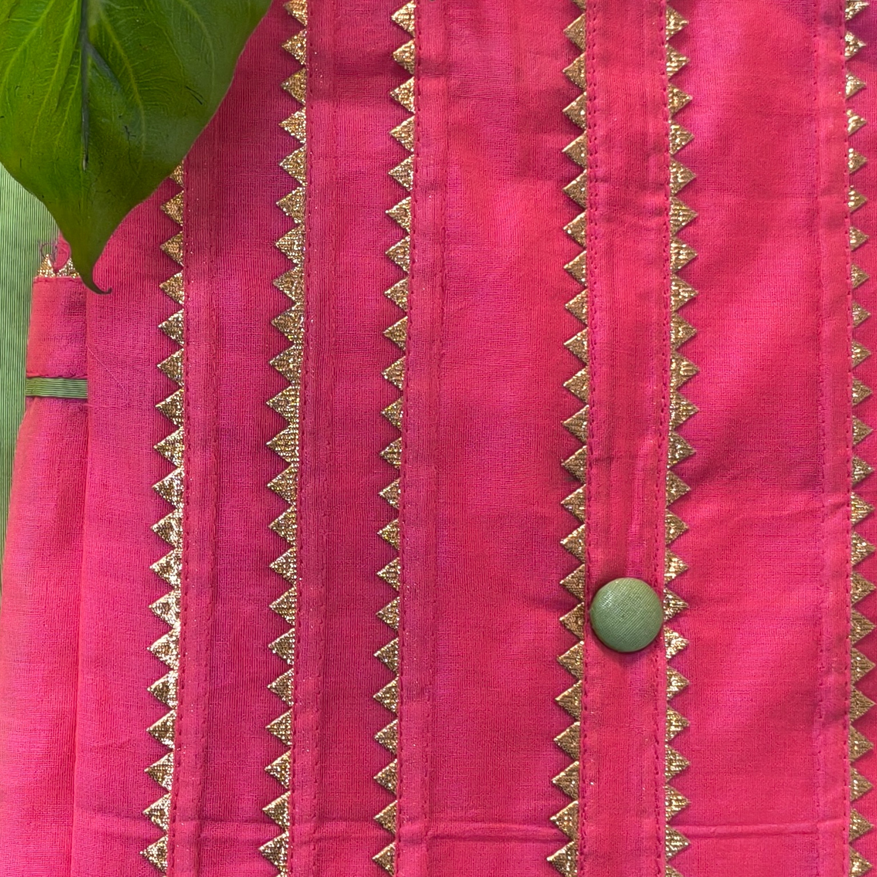 Pink Embellished Stripe Chudithar