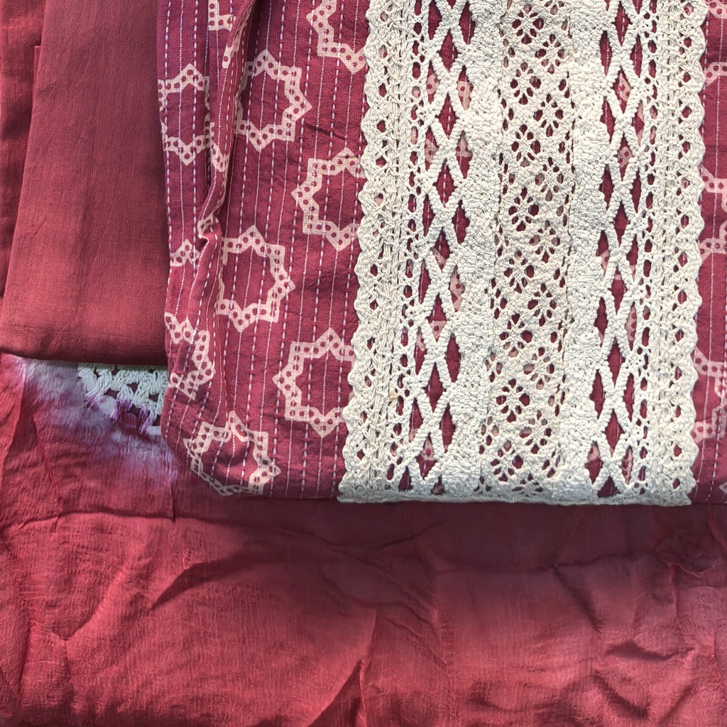 Rose Pink Lace Panel Chudithar